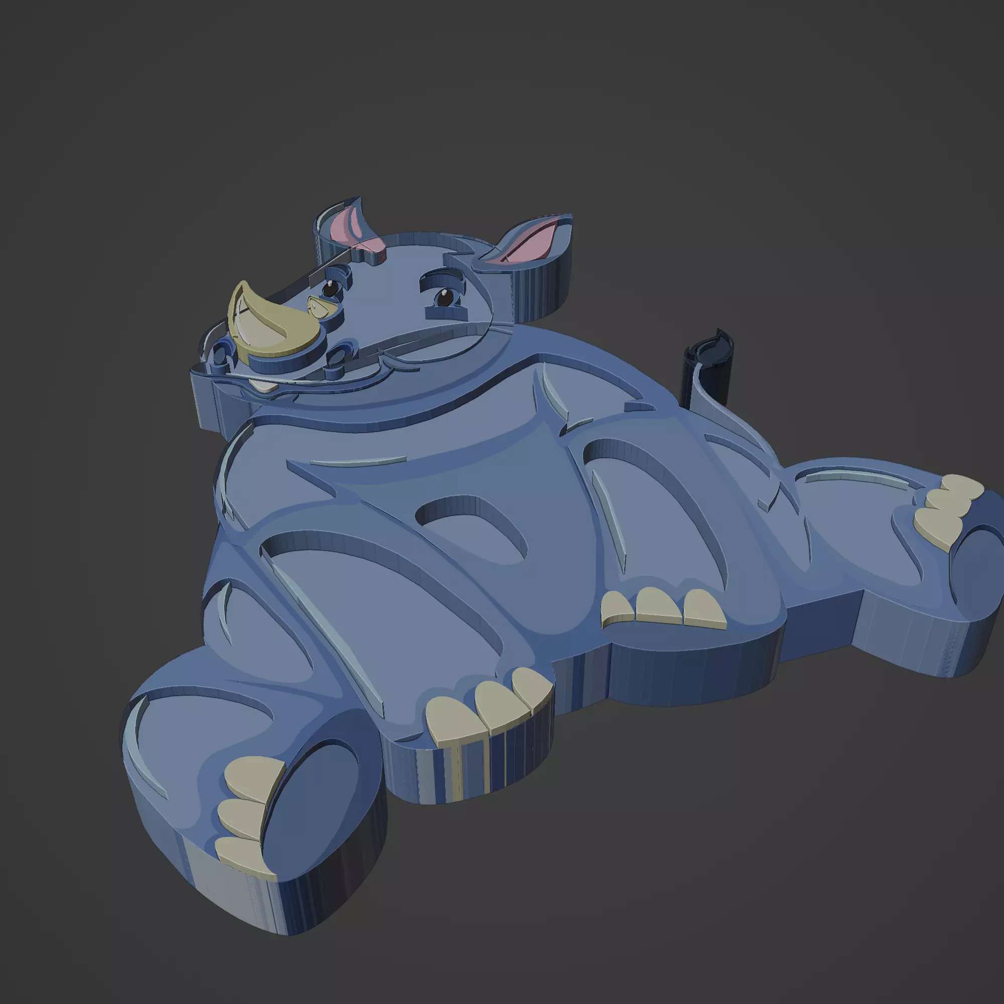 rhino animal cartoon 3D print model_0