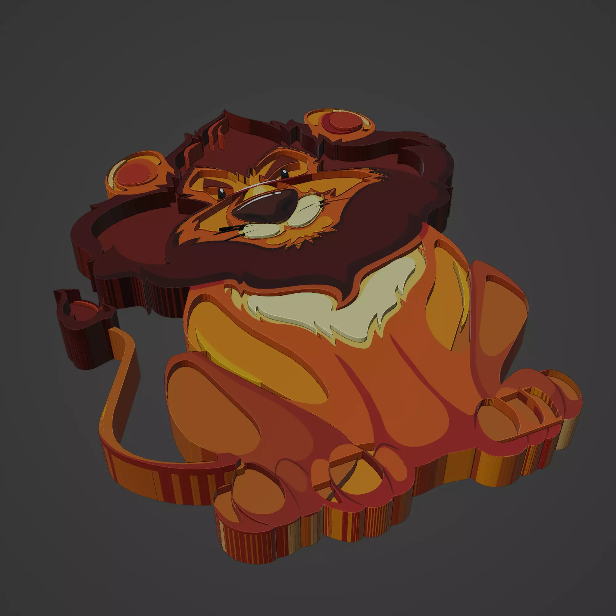 lion animal cartoon 3D print model_0
