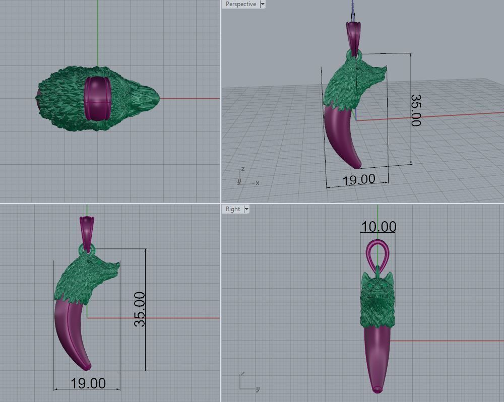 Pendant Wolf 3D print model_8