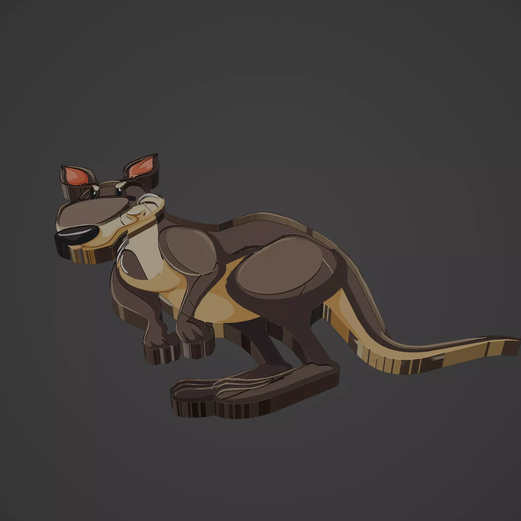 kangaroo animal cartoon 3D print model_0