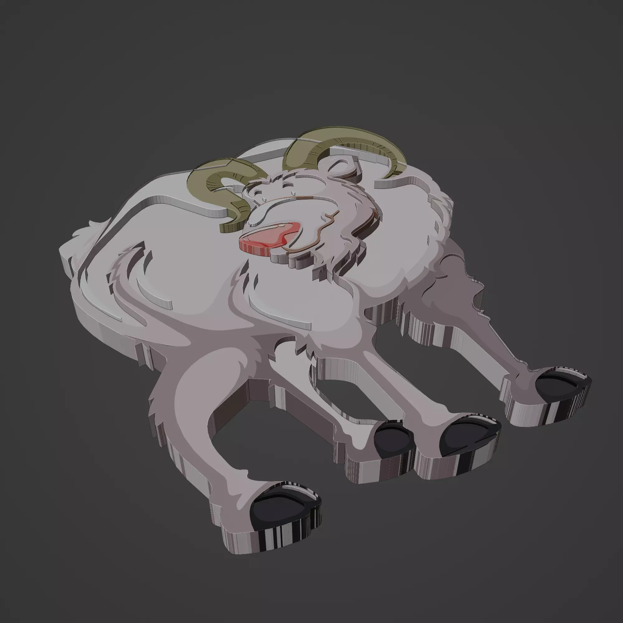 goat animal cartoon 3D print model_0