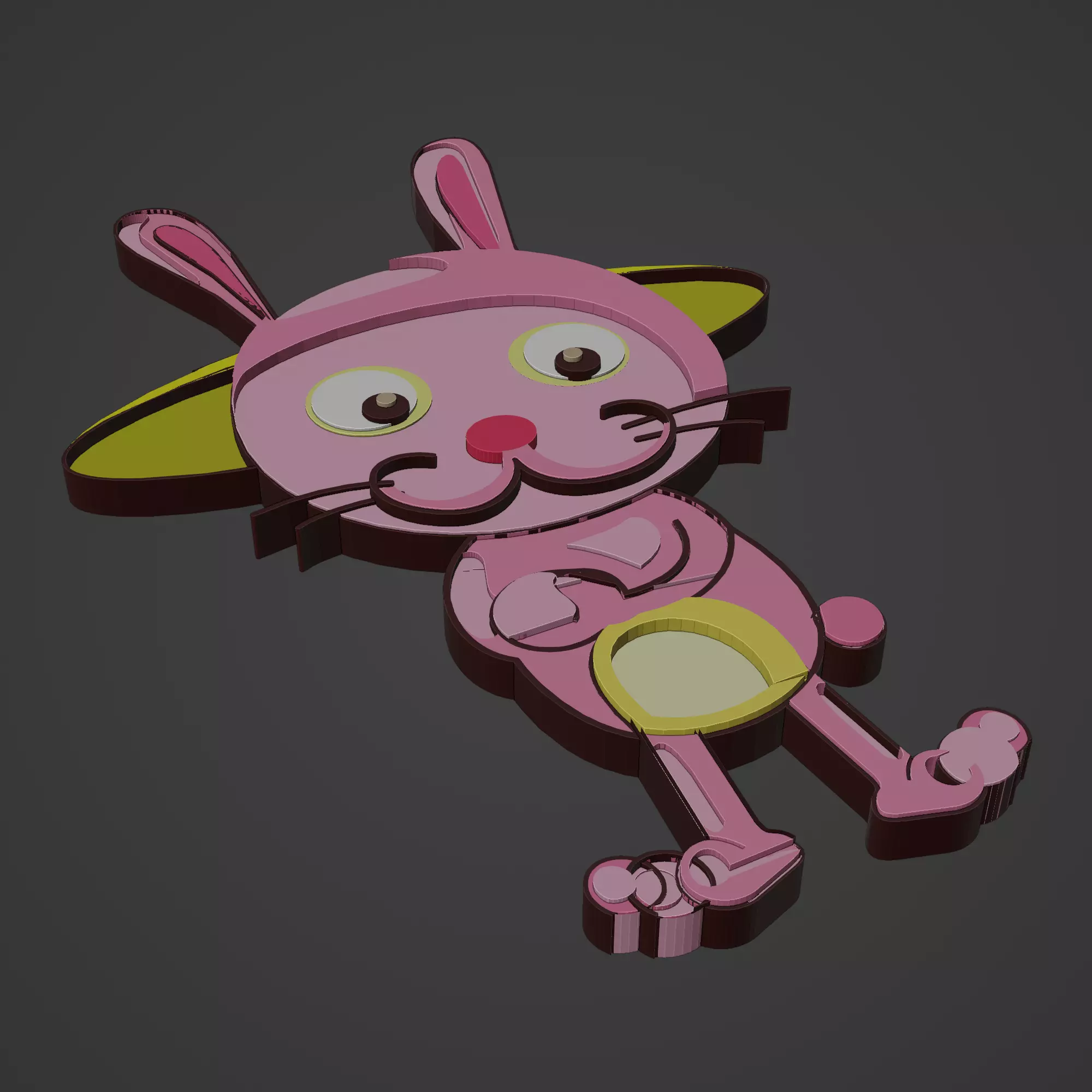 cat animal cartoon 3D print model_0