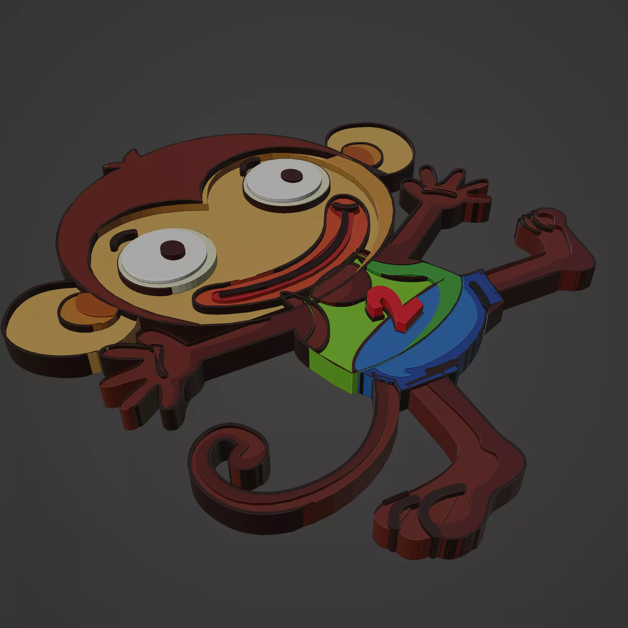 monkey animal cartoon 3D print model_0