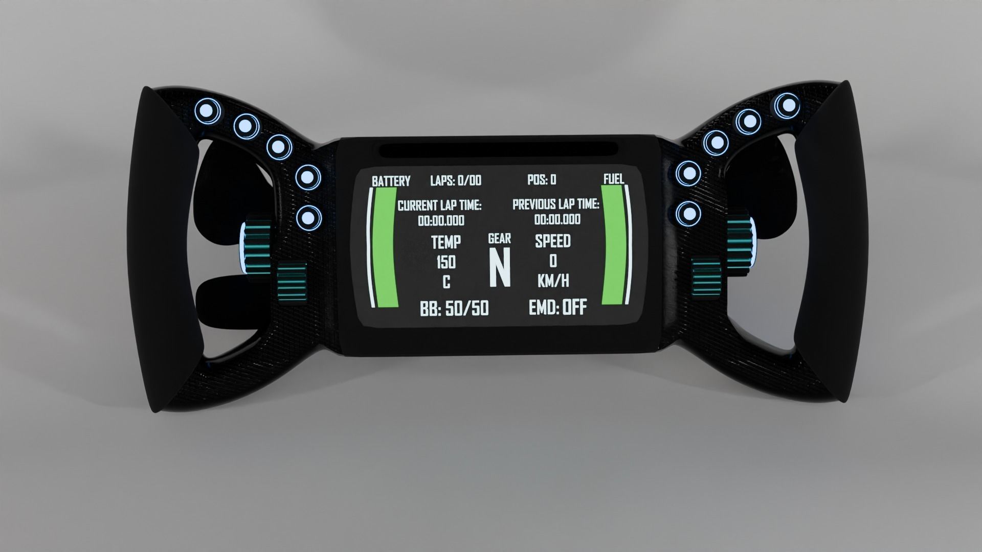 Custom Race Car Steering Wheel Free 3D model_6