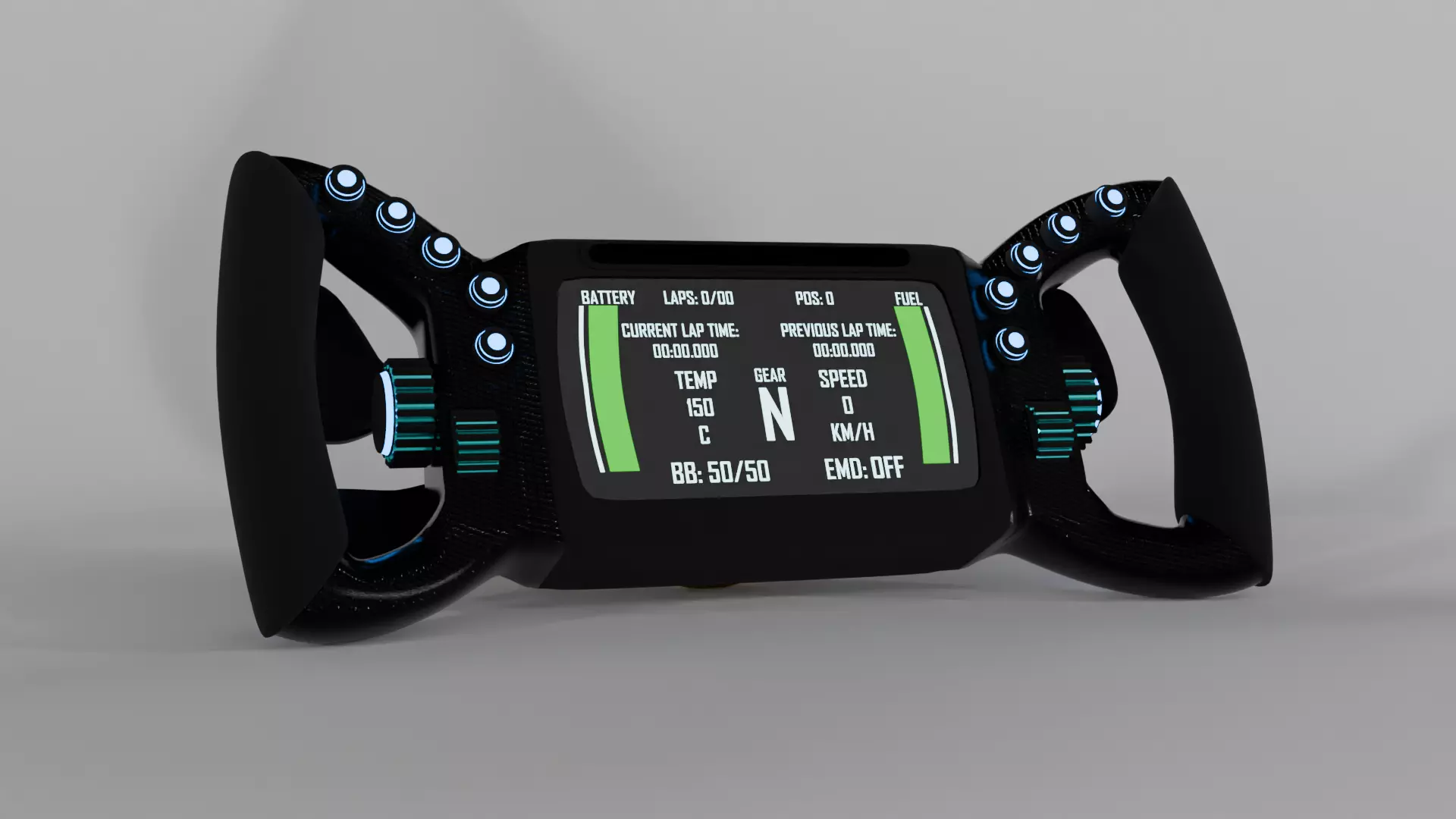 Custom Race Car Steering Wheel Free 3D model_0