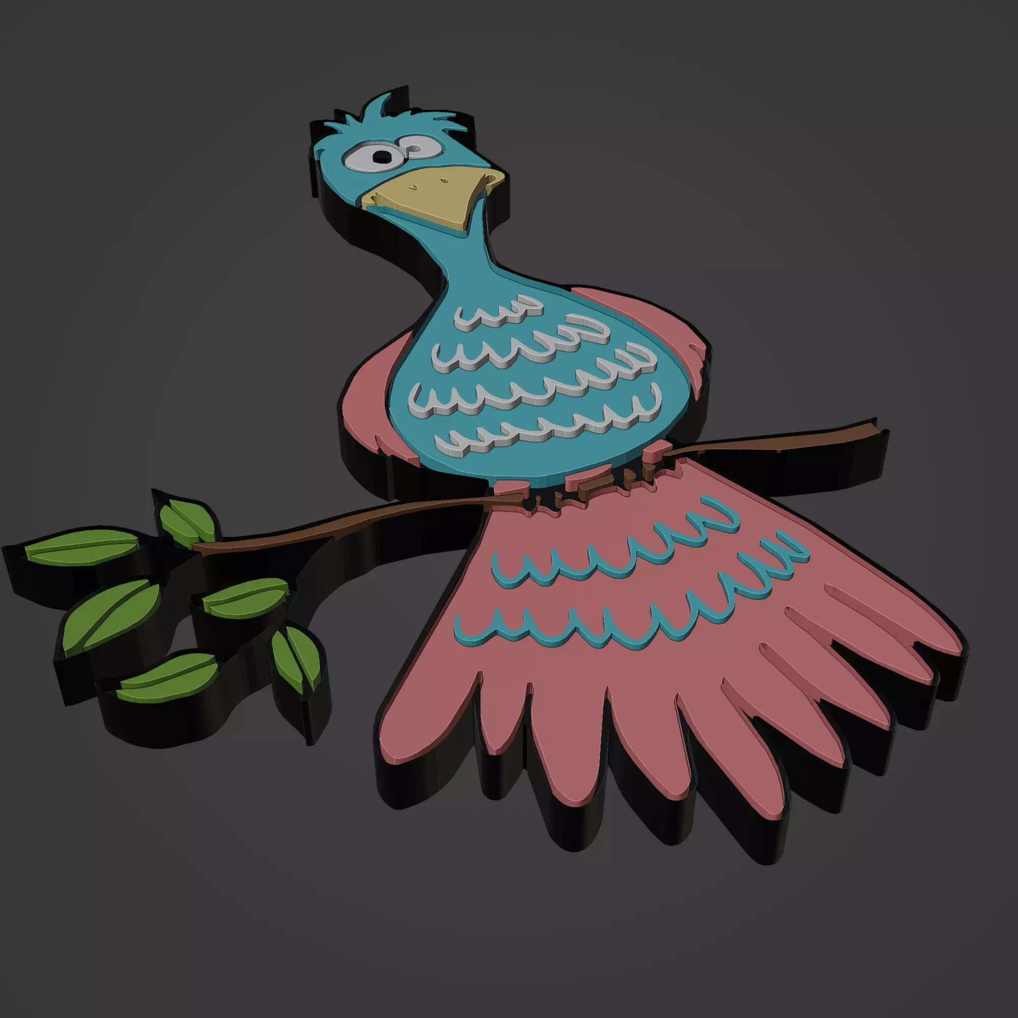 bird animal cartoon 3D print model_0
