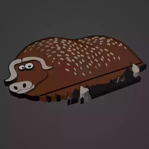 buffalo animal cartoon 3D print model