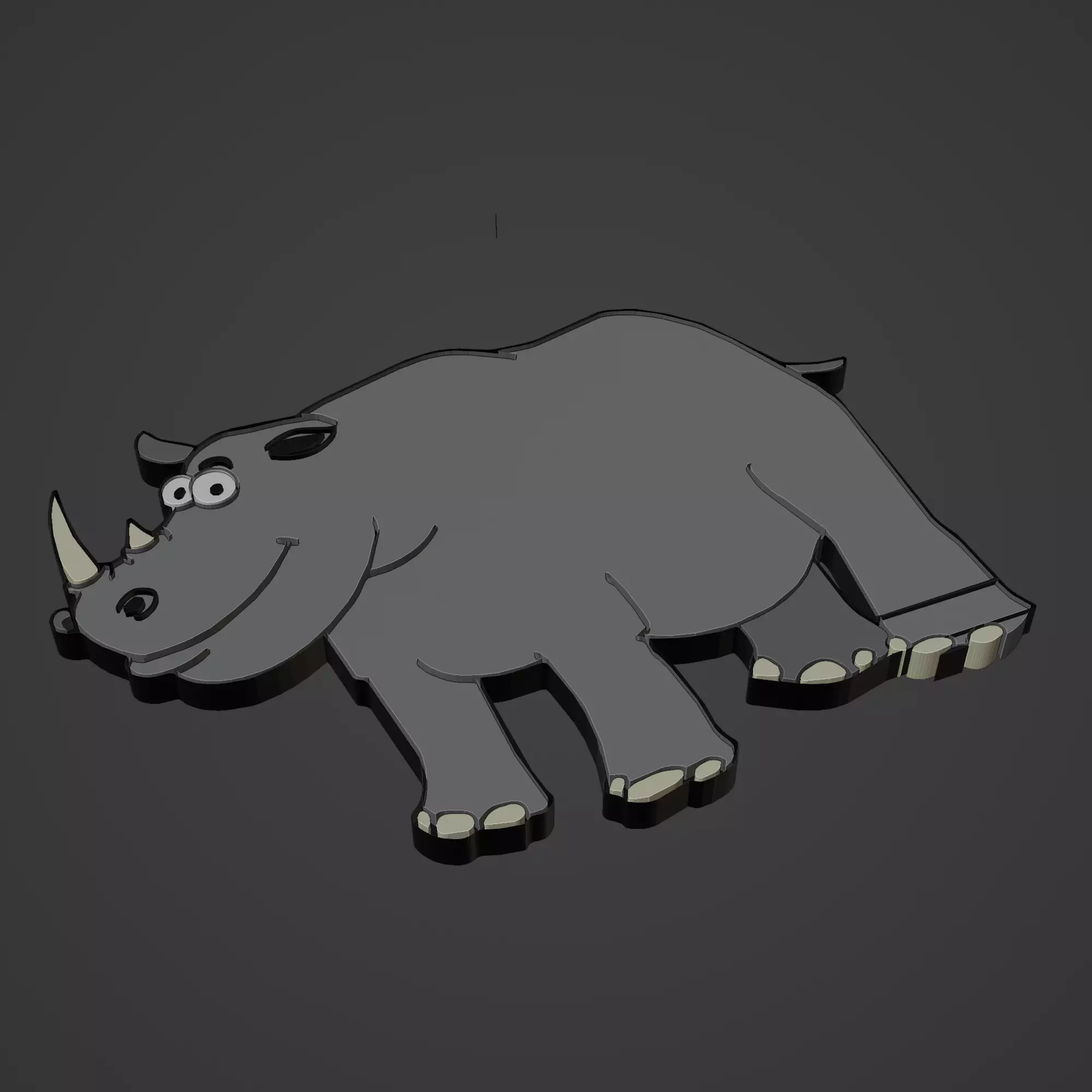 rhino animal cartoon 3D print model_0