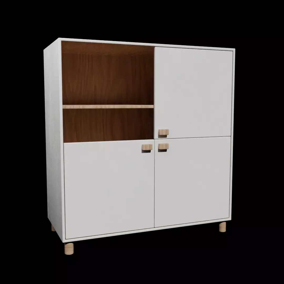 White Wooden Cabinet 3D model Free 3D model