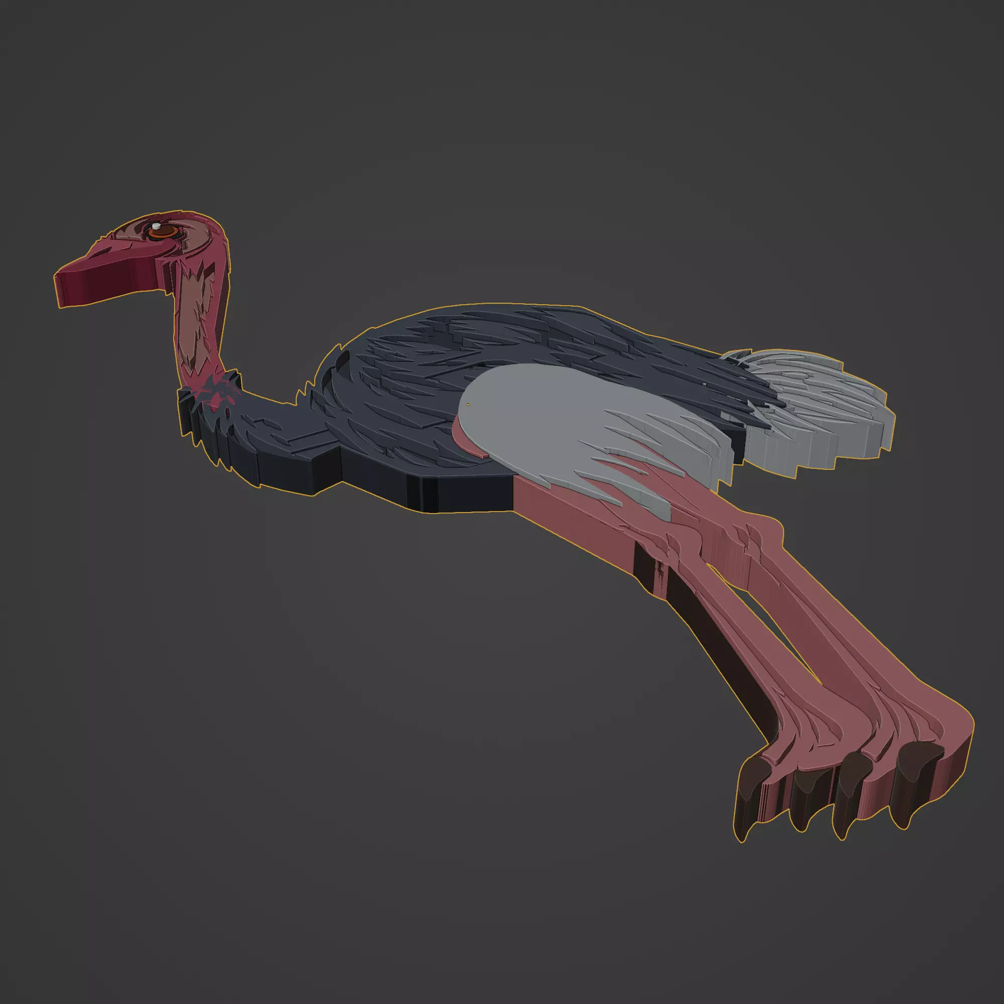 ostrich animal cartoon 3D print model_0