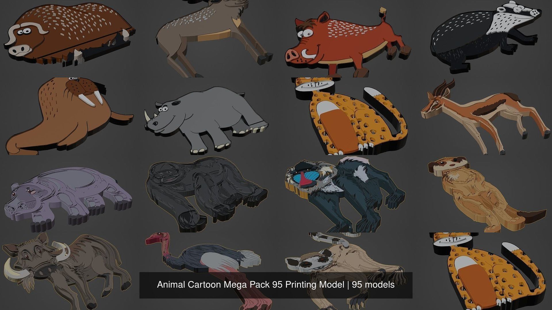 Animal Cartoon Mega Pack 95 Printing Model 3D Model Collection_10