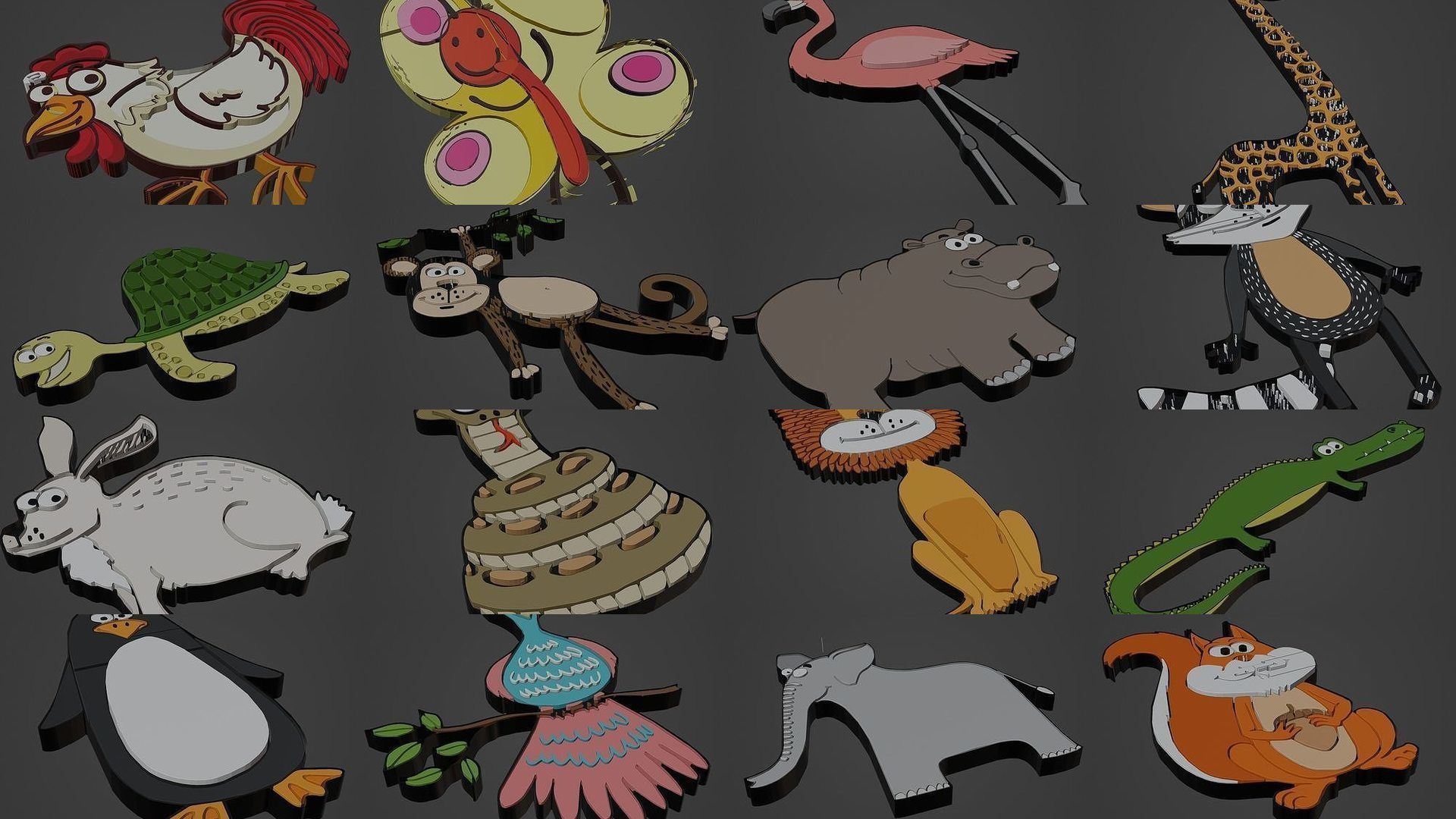Animal Cartoon Mega Pack 95 Printing Model 3D Model Collection_12