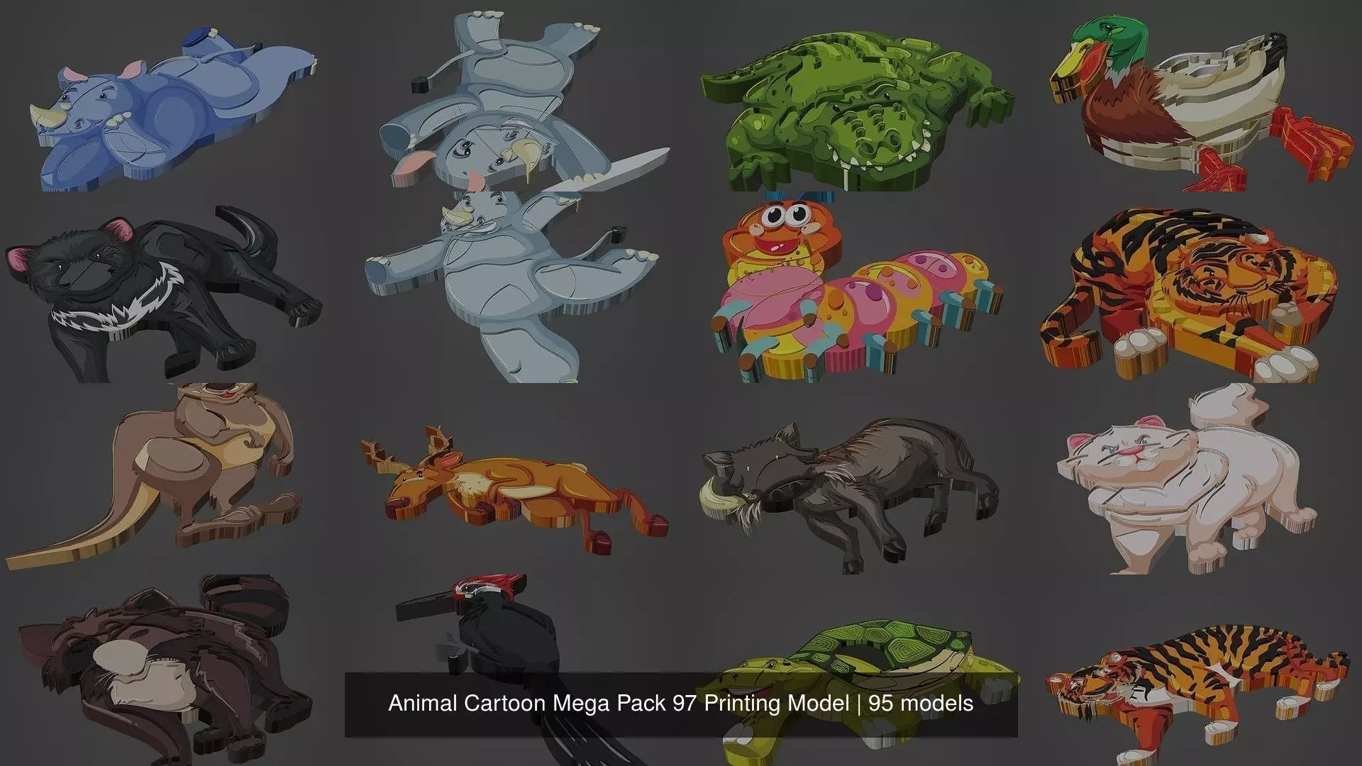 Animal Cartoon Mega Pack 95 Printing Model 3D Model Collection_0