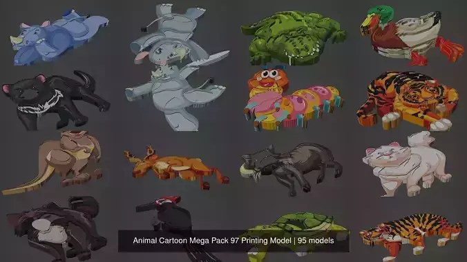 Animal Cartoon Mega Pack 95 Printing Model 3D Model Collection