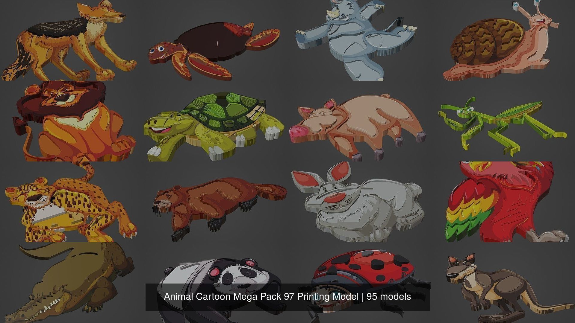 Animal Cartoon Mega Pack 95 Printing Model 3D Model Collection_7