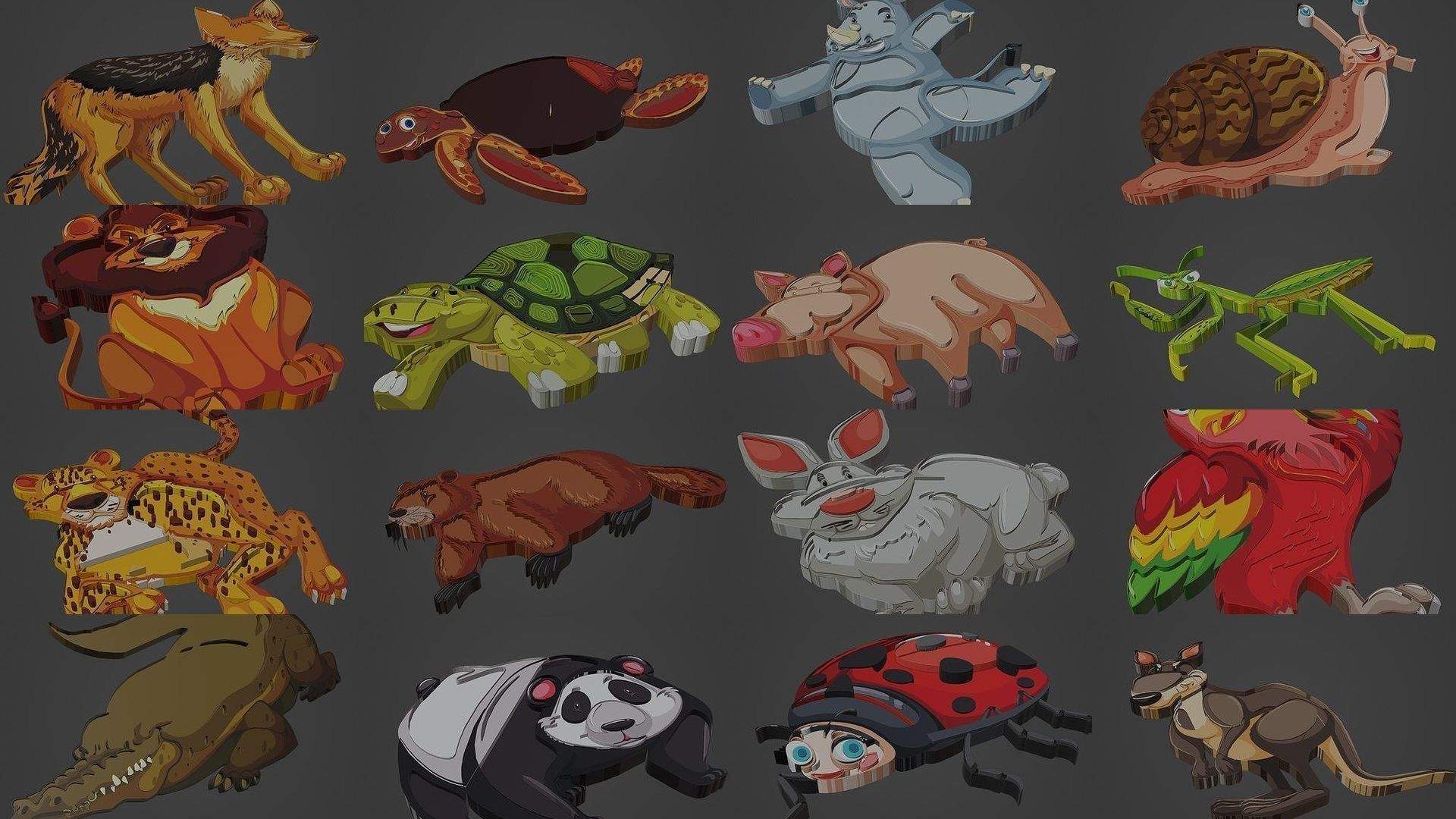 Animal Cartoon Mega Pack 95 Printing Model 3D Model Collection_5