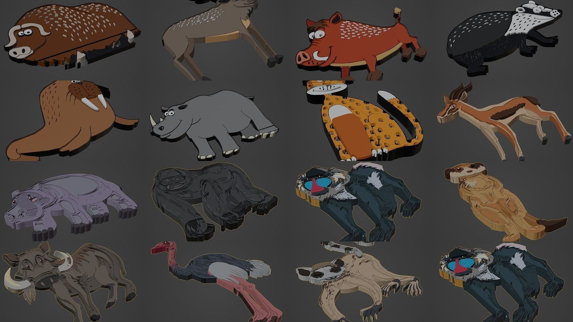 Animal Cartoon Mega Pack 95 Printing Model 3D Model Collection_14