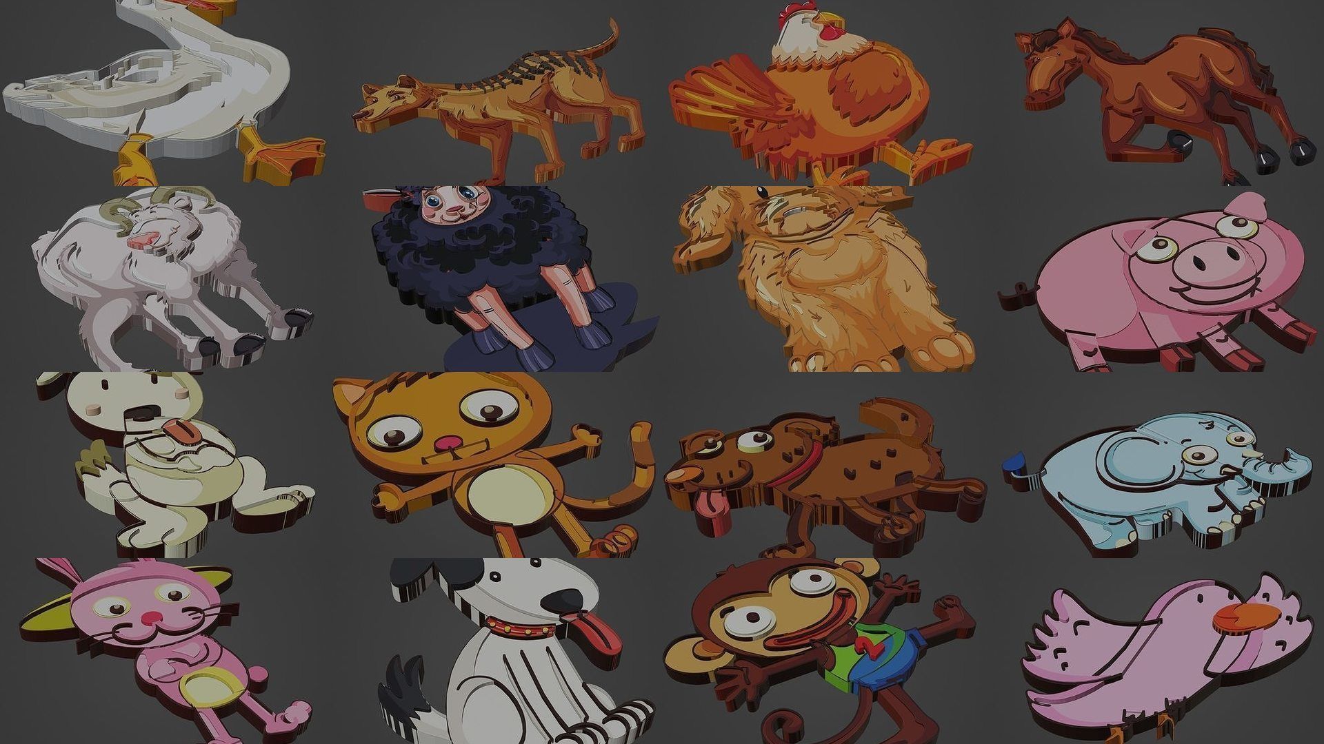 Animal Cartoon Mega Pack 95 Printing Model 3D Model Collection_9