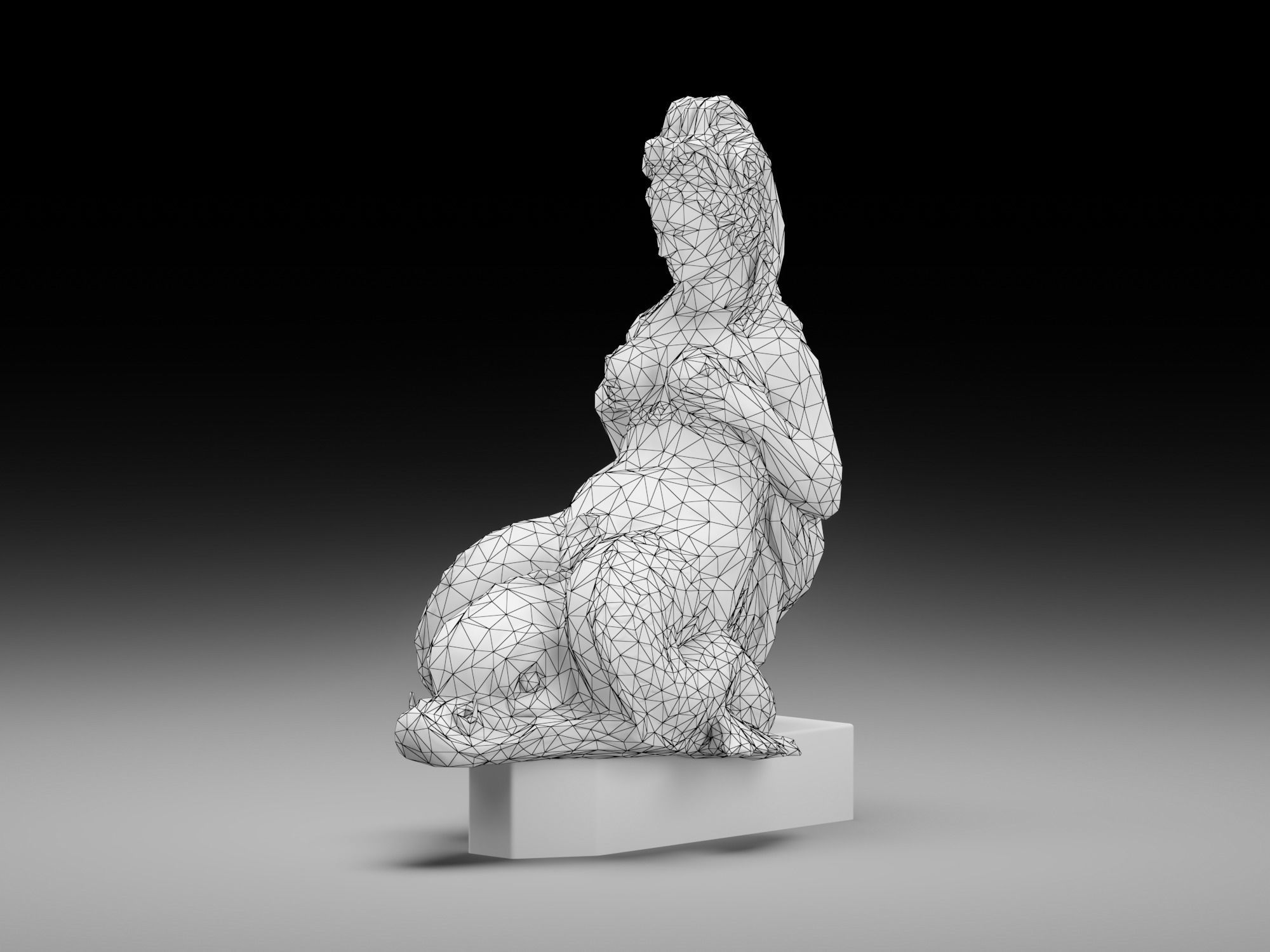 Mermaid bronze Low-poly 3D model_15