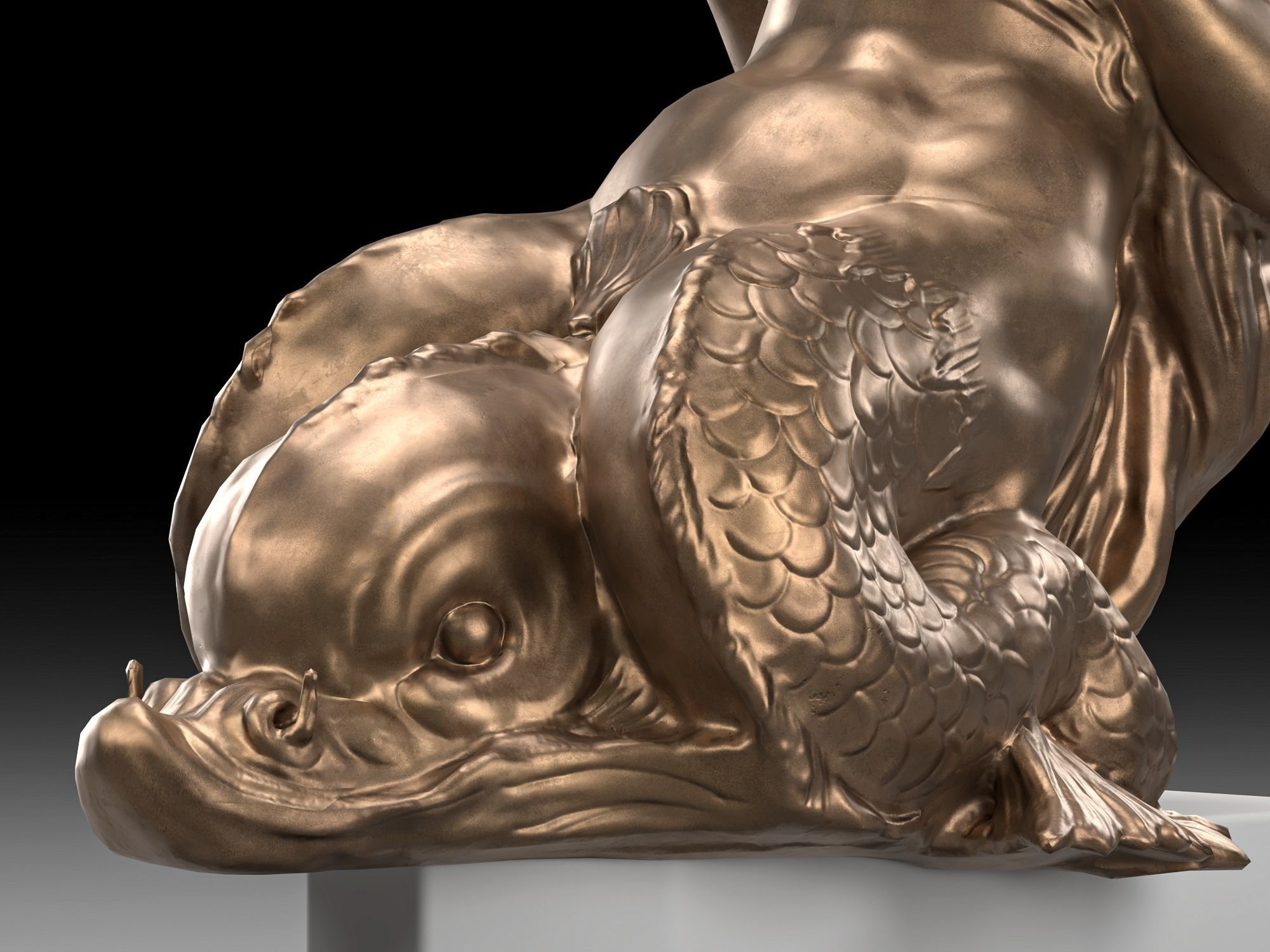 Mermaid bronze Low-poly 3D model_14