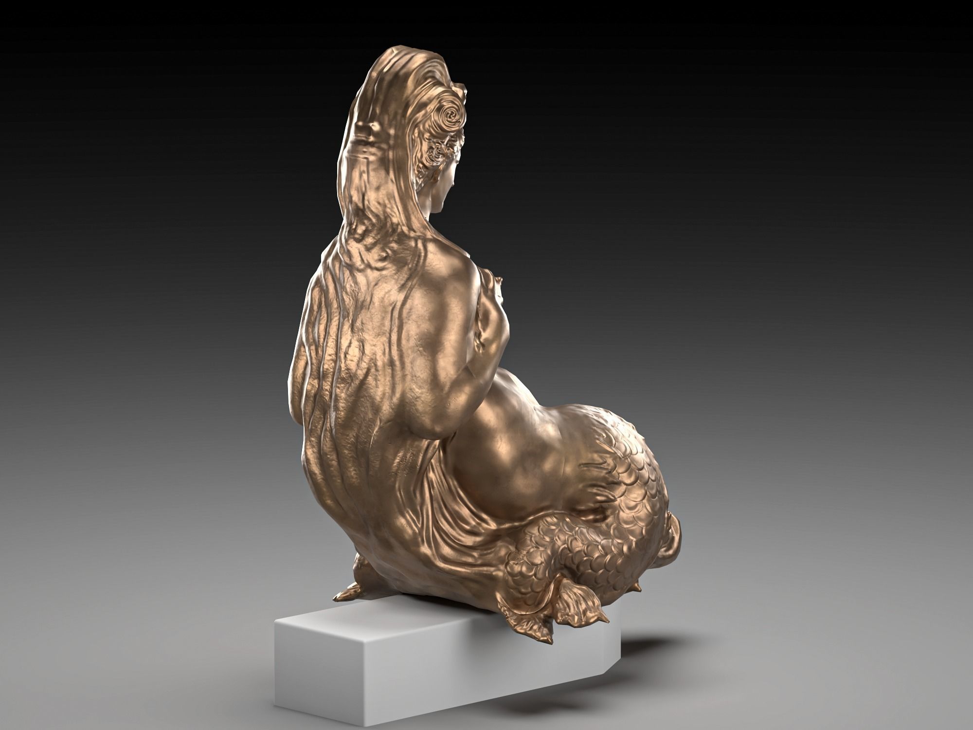 Mermaid bronze Low-poly 3D model_6