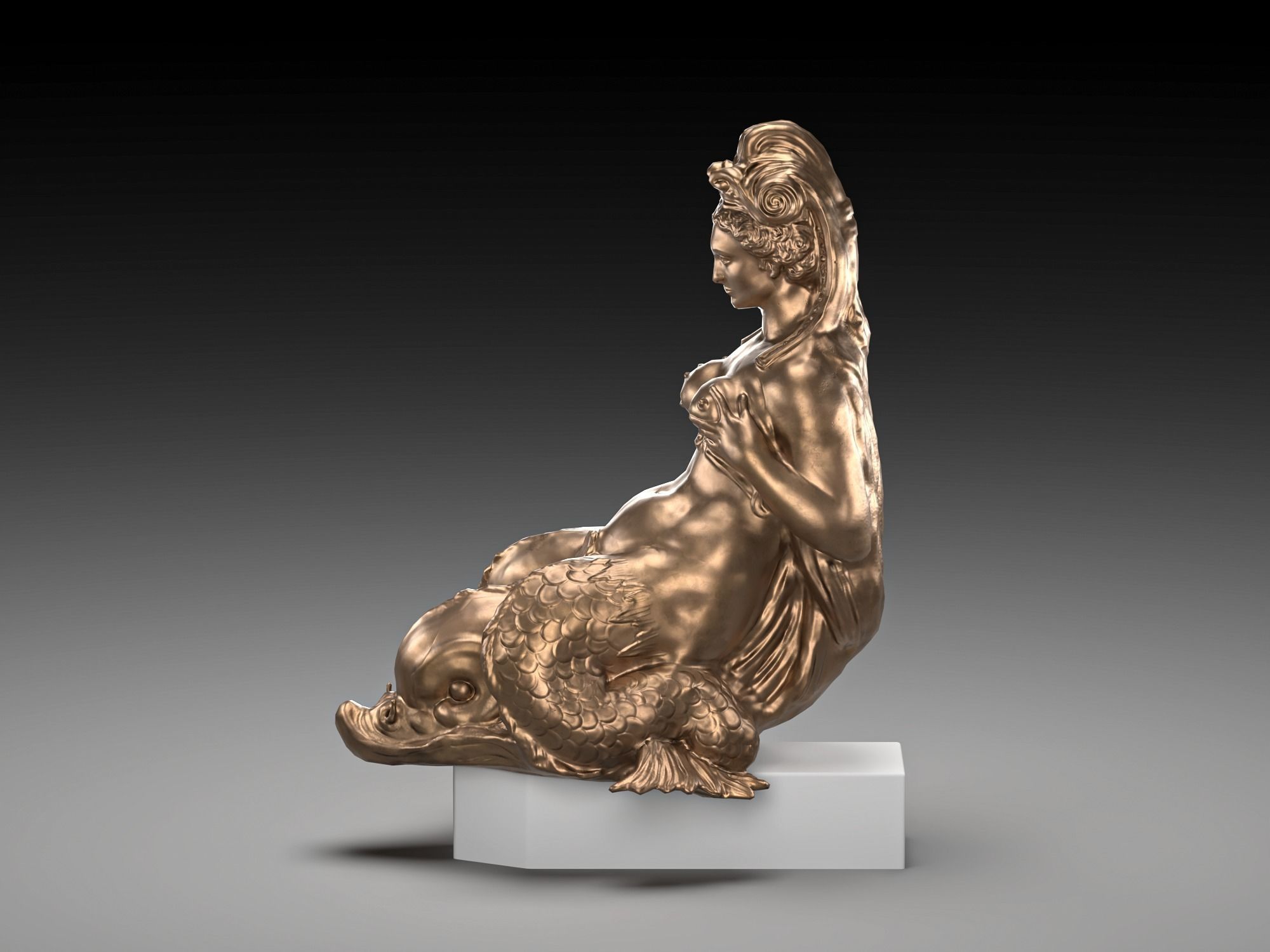 Mermaid bronze Low-poly 3D model_3