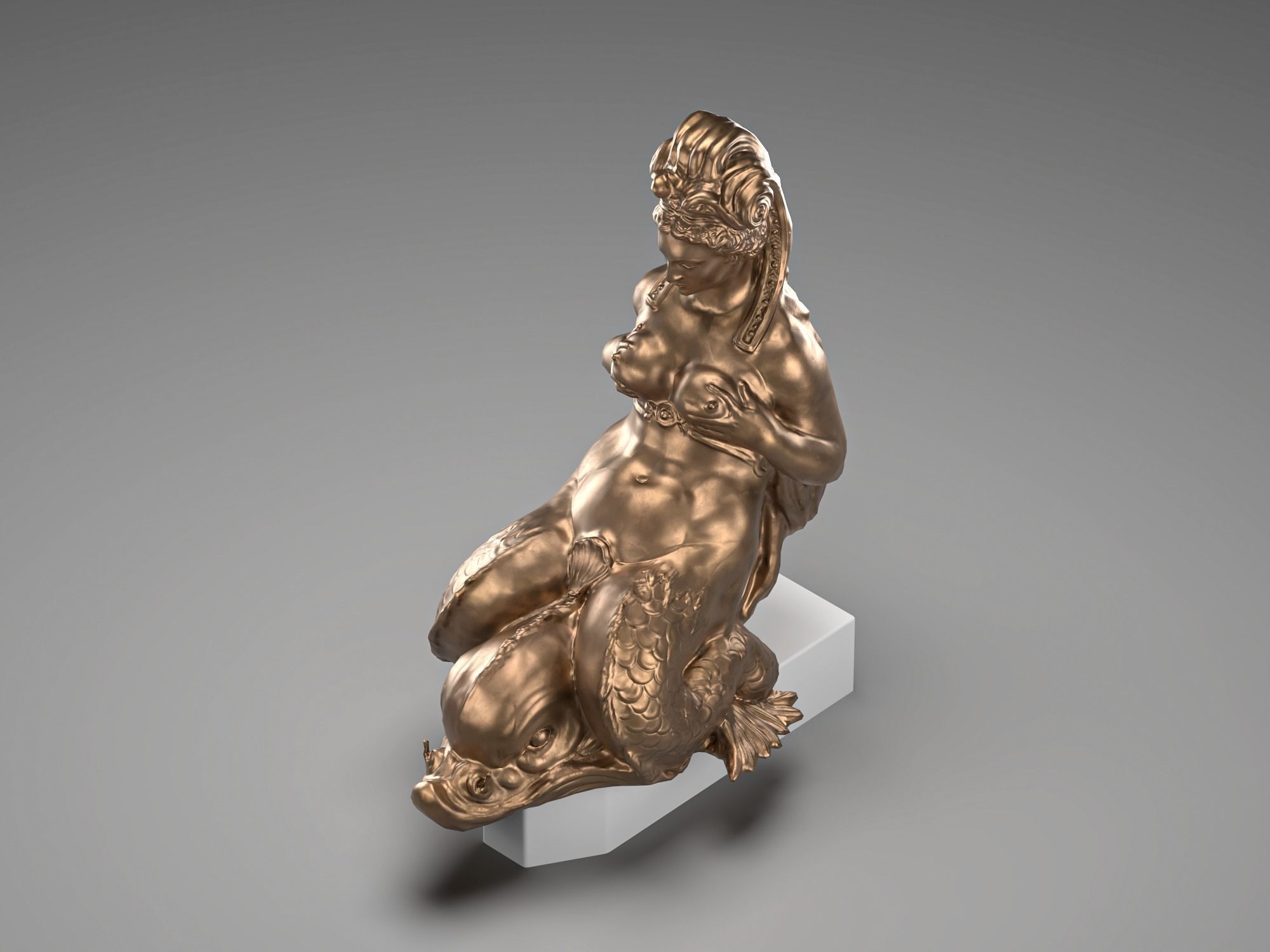 Mermaid bronze Low-poly 3D model_9