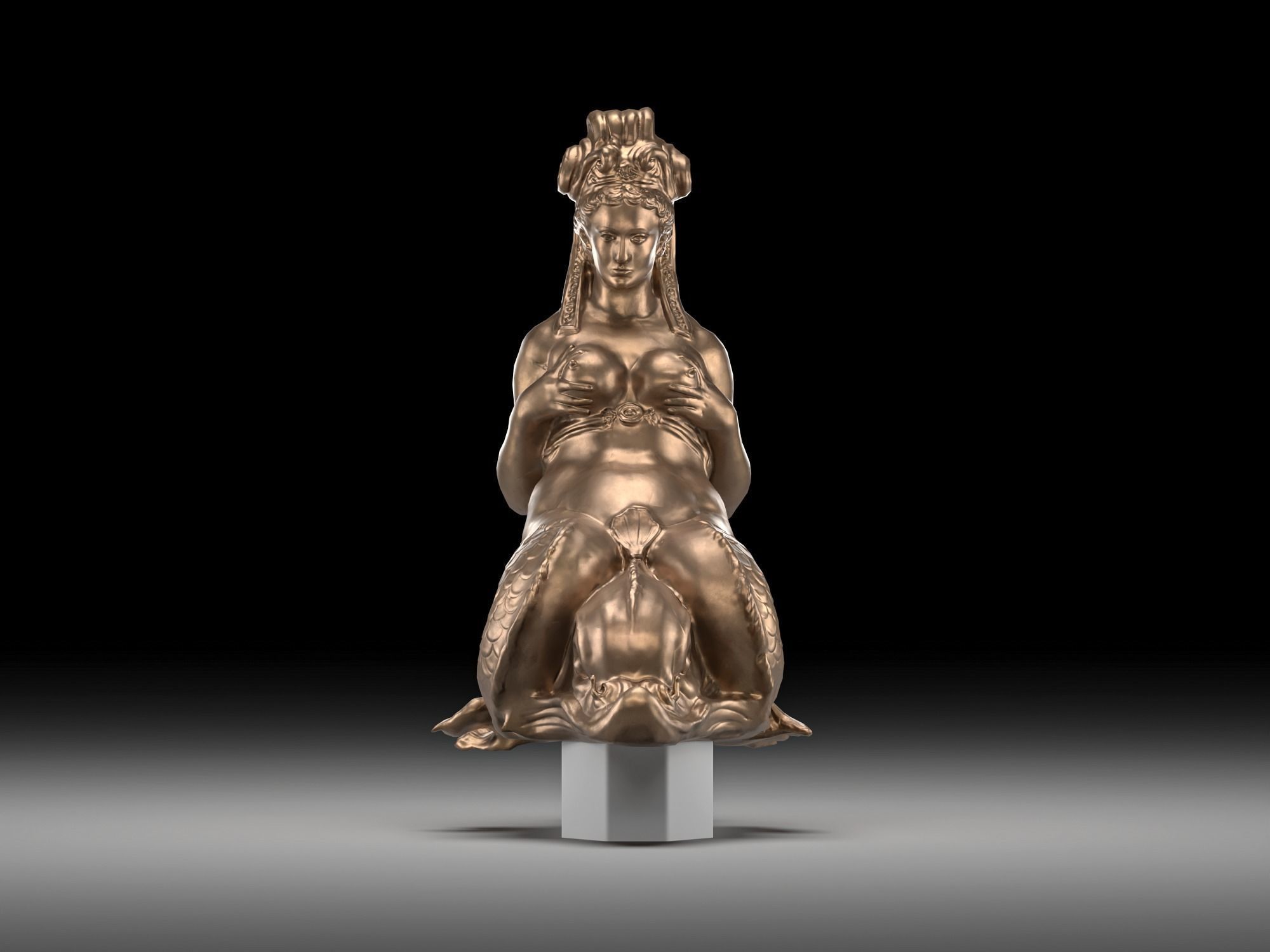 Mermaid bronze Low-poly 3D model_1