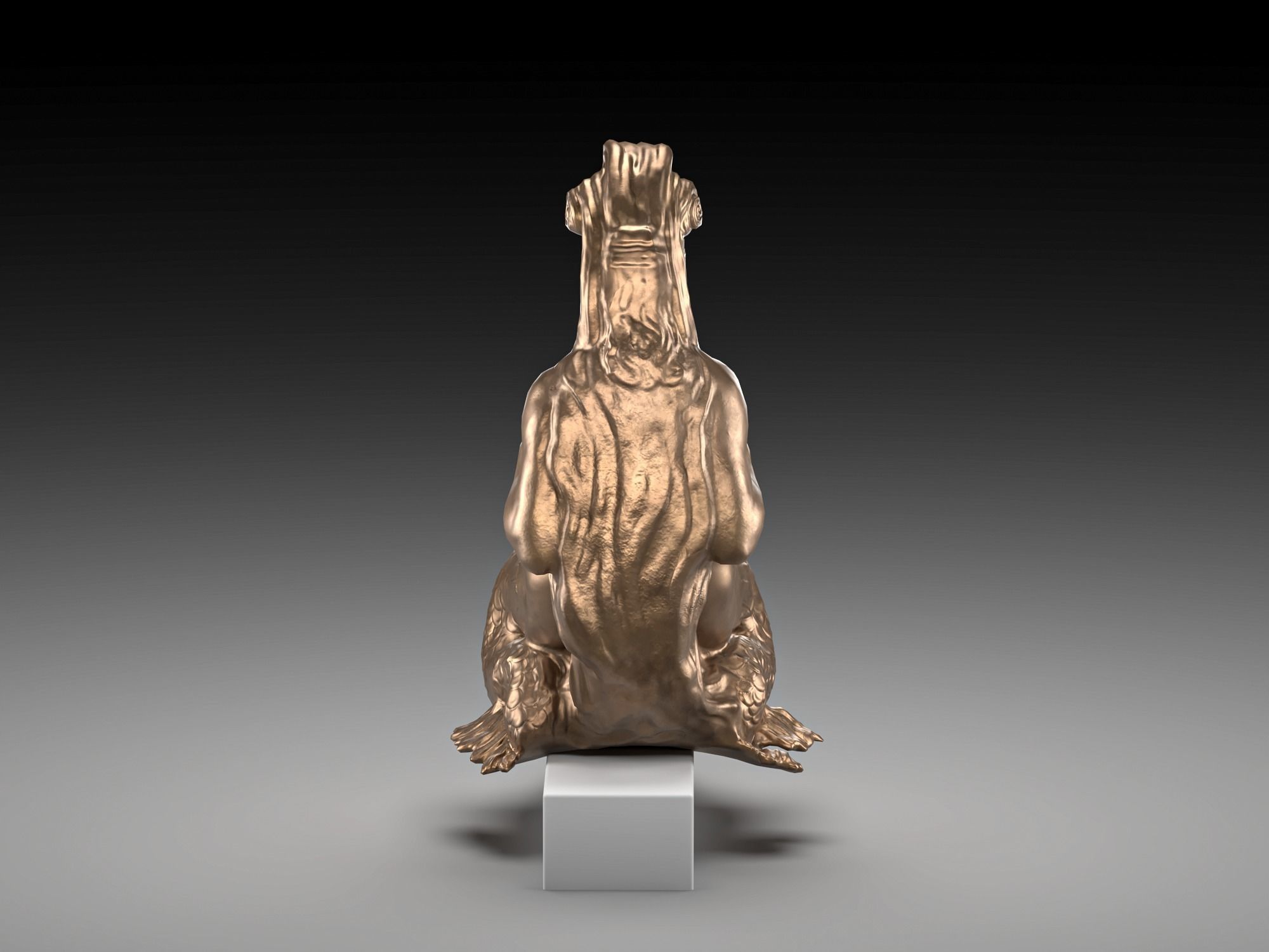 Mermaid bronze Low-poly 3D model_5
