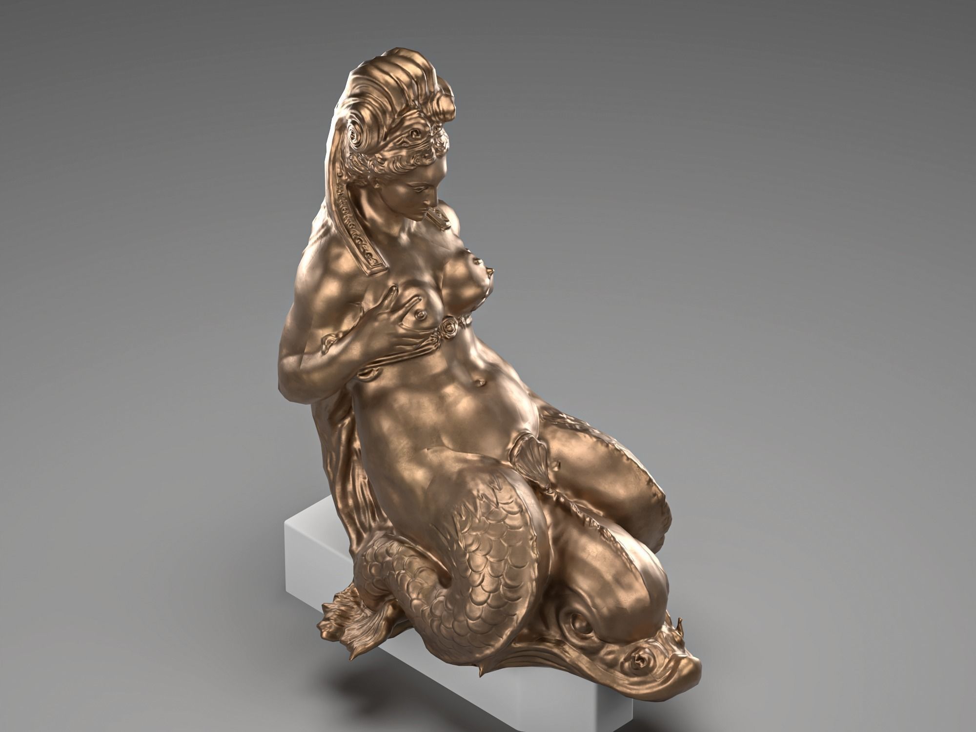 Mermaid bronze Low-poly 3D model_12