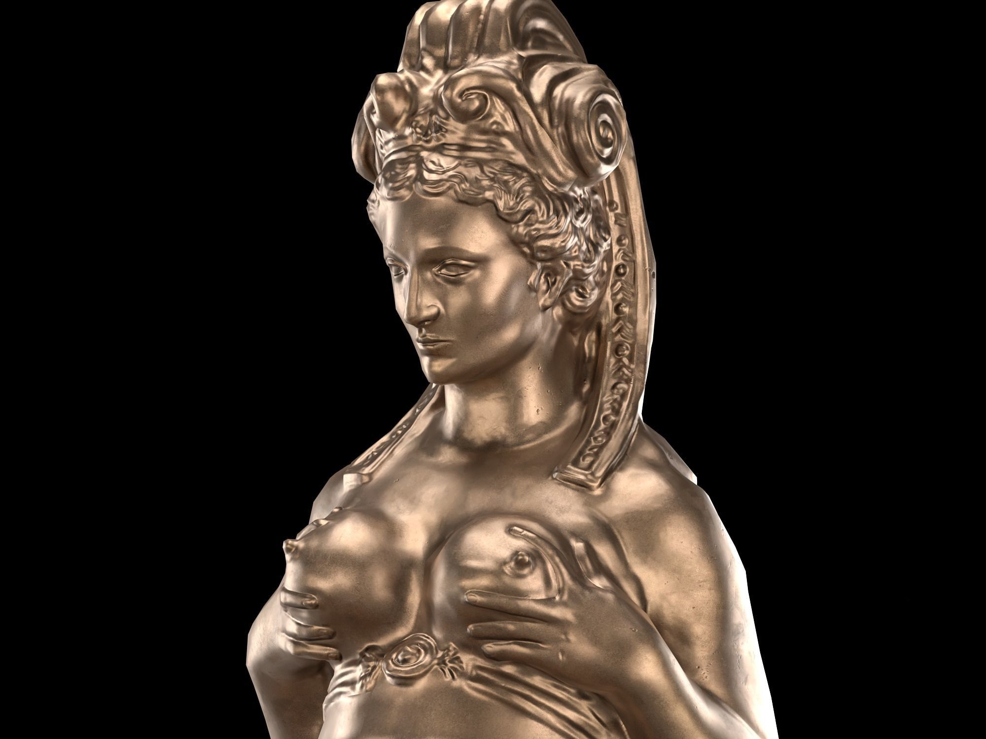 Mermaid bronze Low-poly 3D model_13
