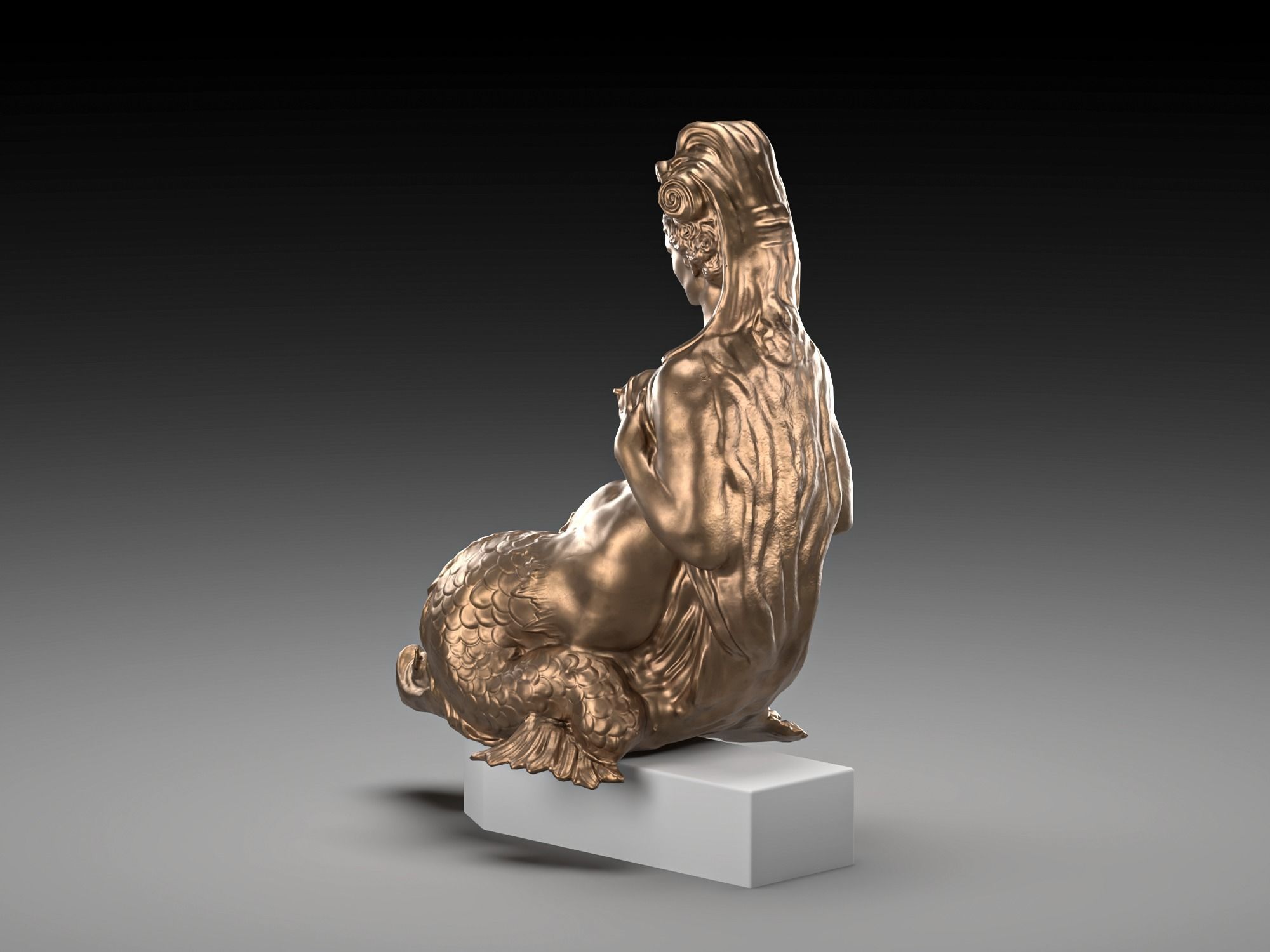 Mermaid bronze Low-poly 3D model_4