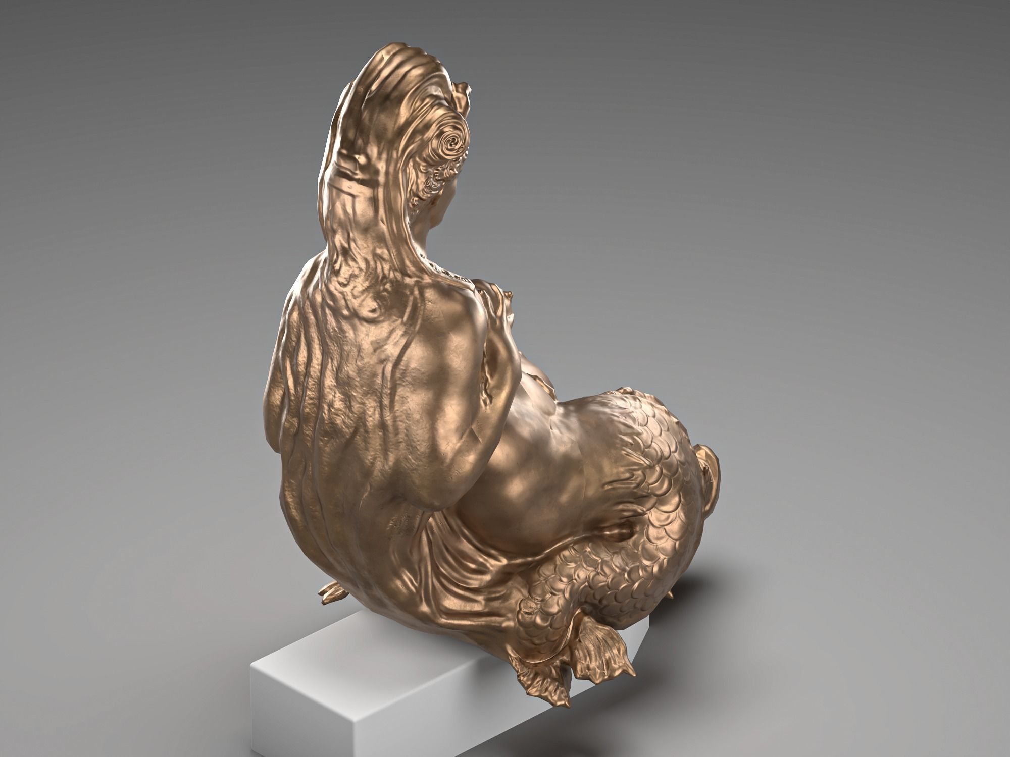 Mermaid bronze Low-poly 3D model_11