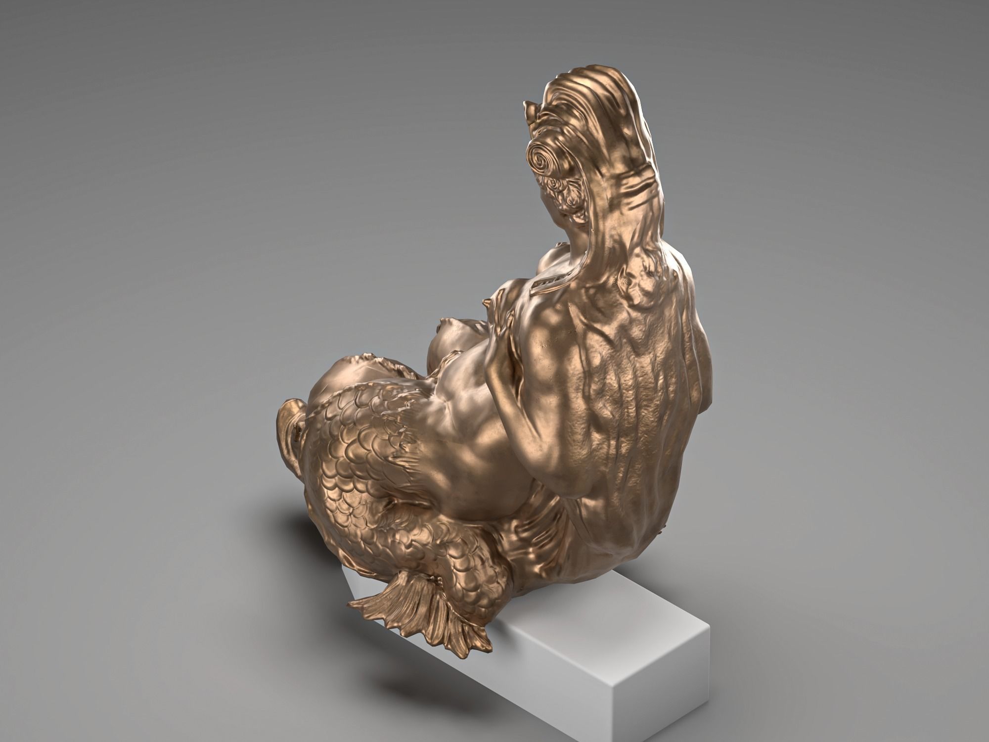 Mermaid bronze Low-poly 3D model_10
