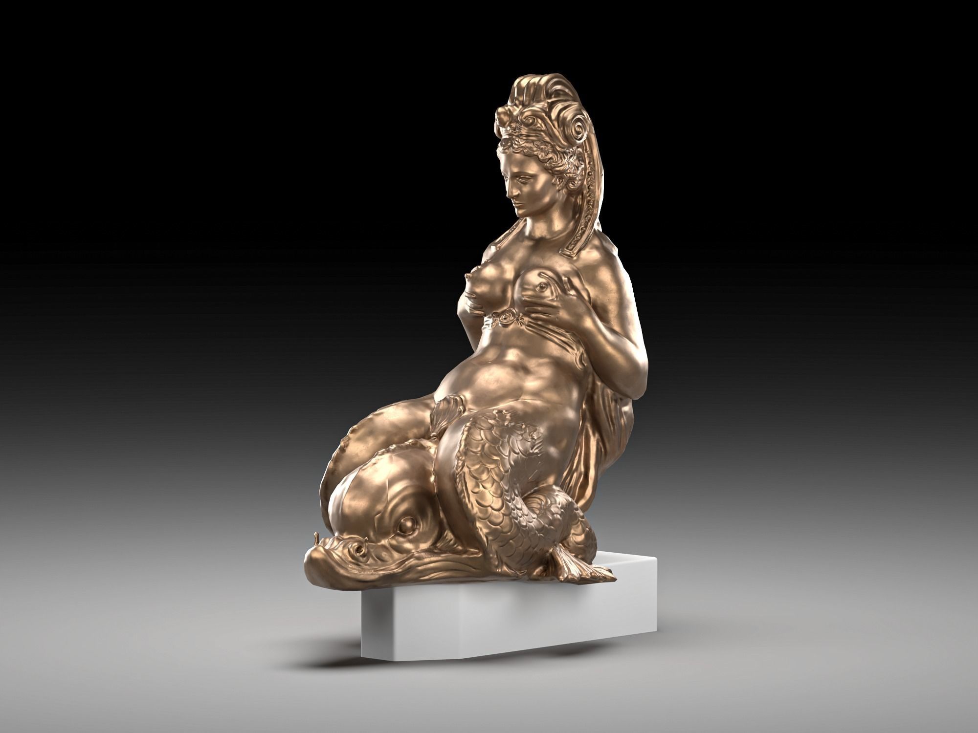 Mermaid bronze Low-poly 3D model_2