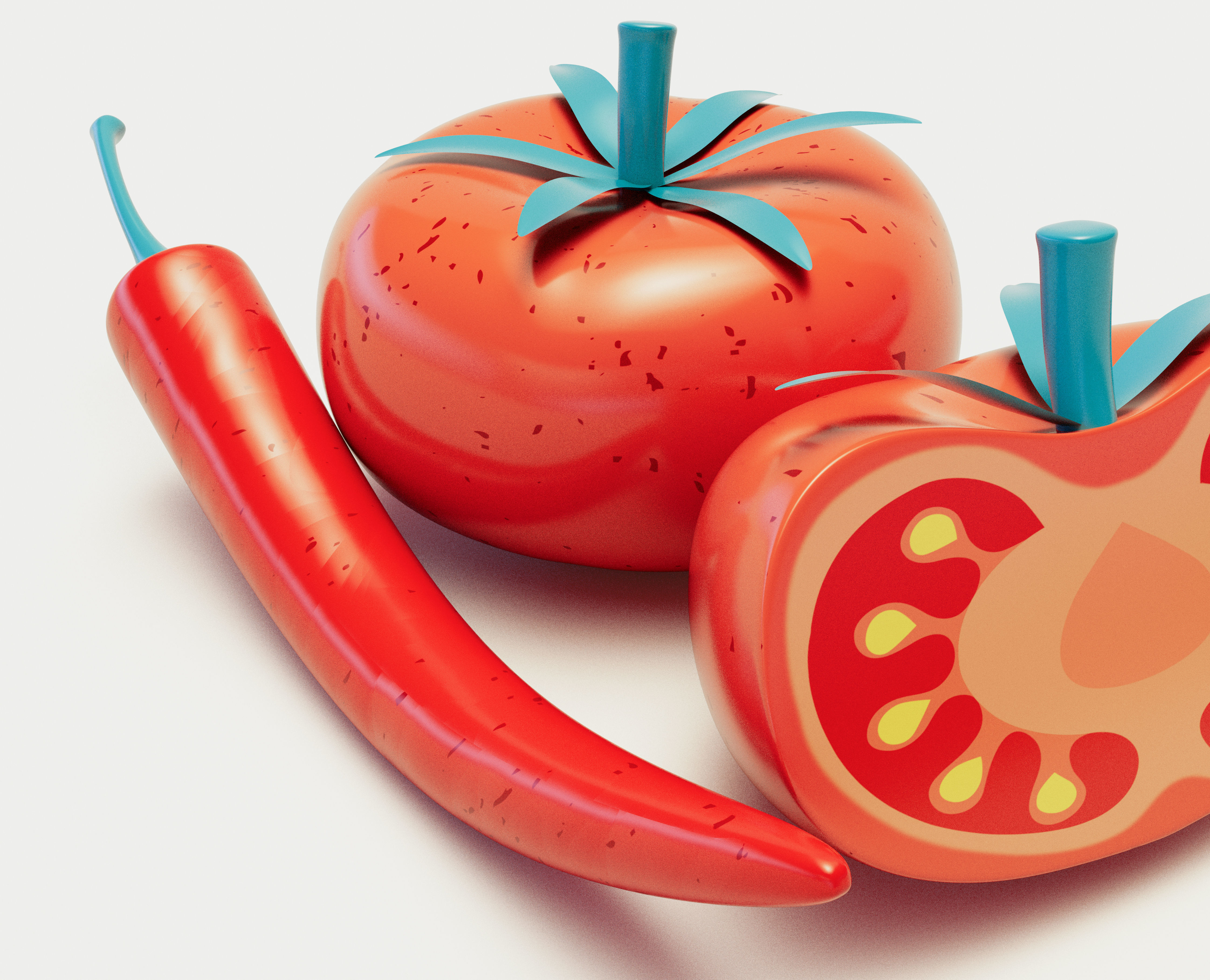 Stylized Tomato And Chilli 3D model_6