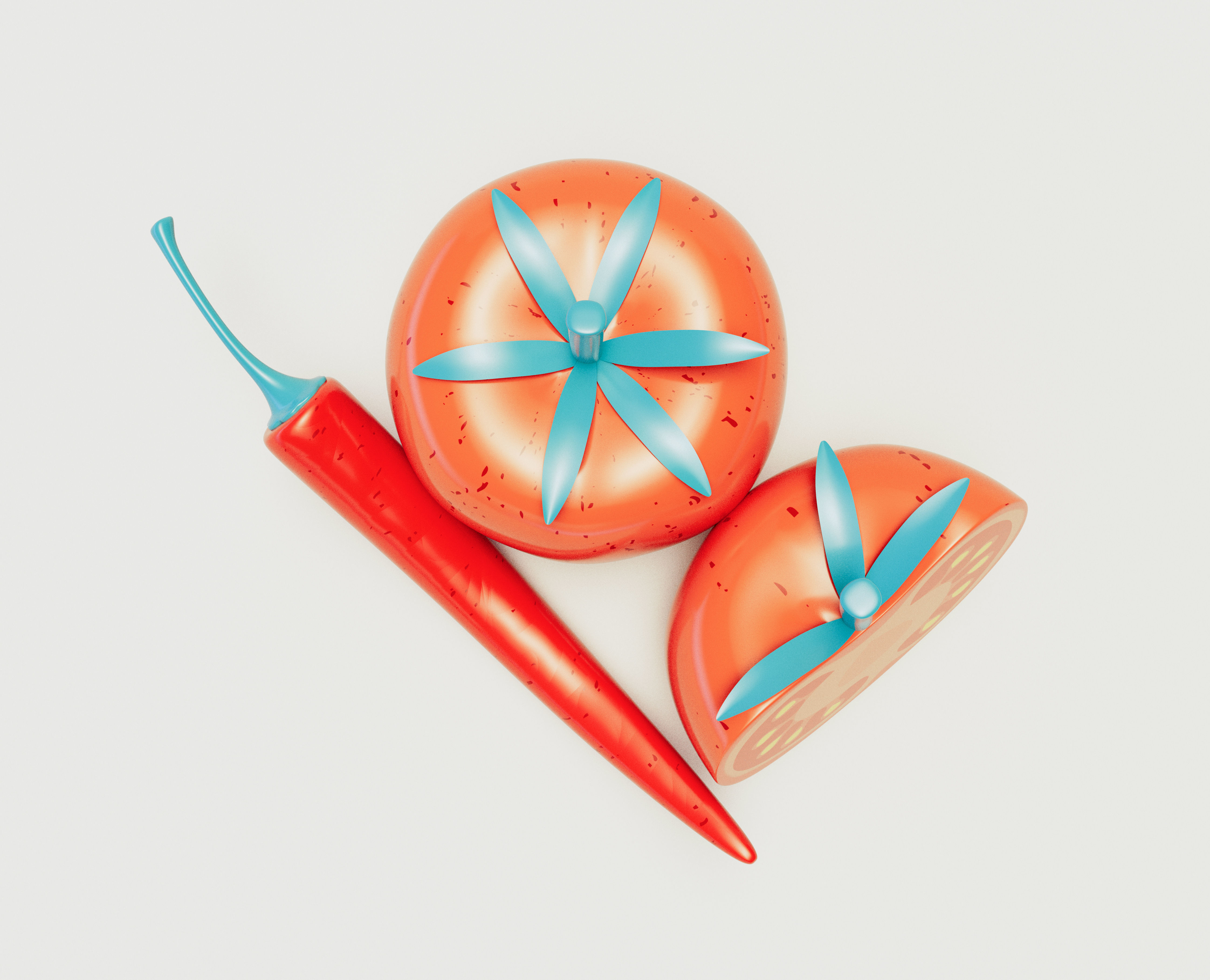 Stylized Tomato And Chilli 3D model_4