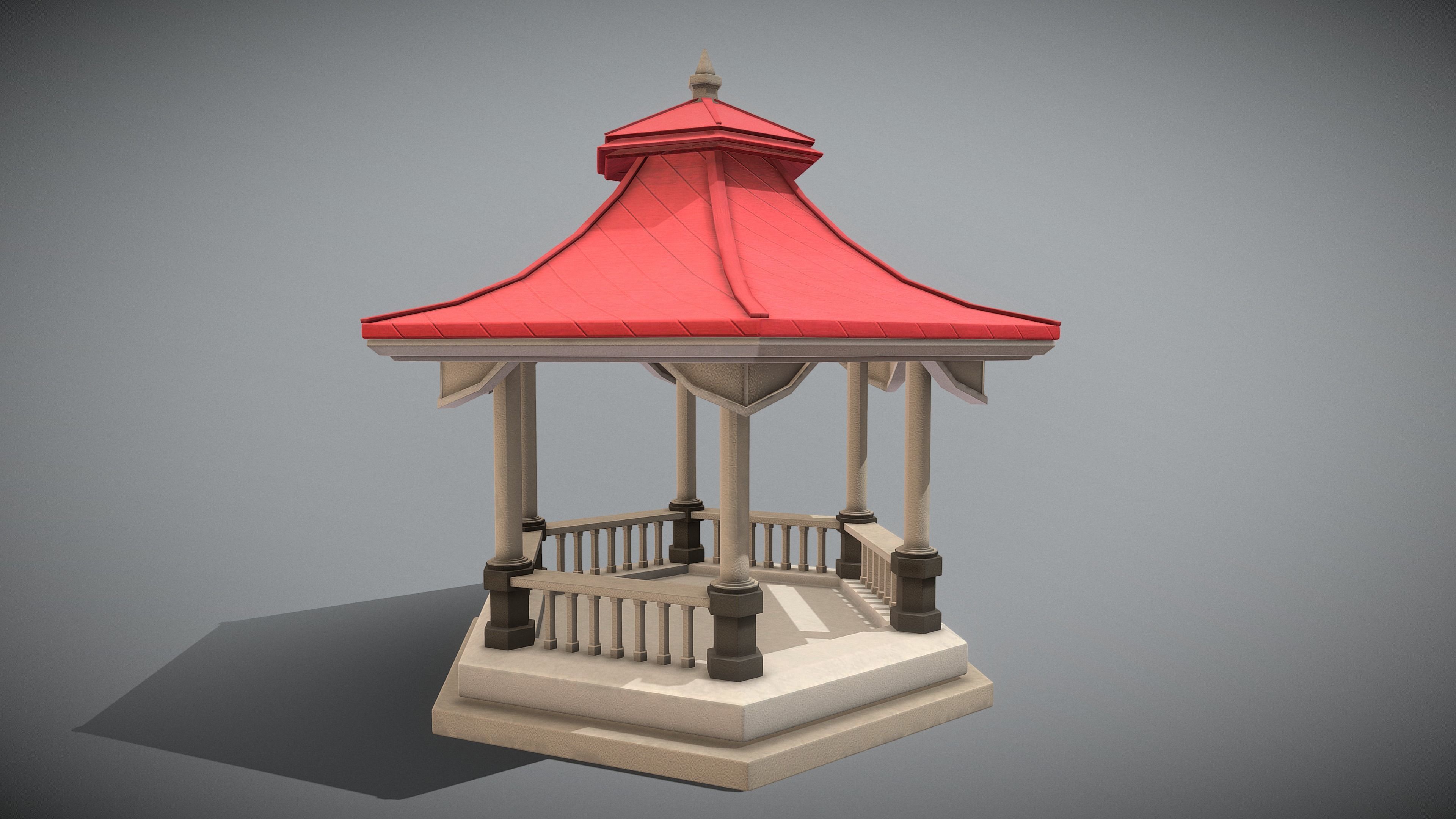 Pavilion Low-poly 3D model_2