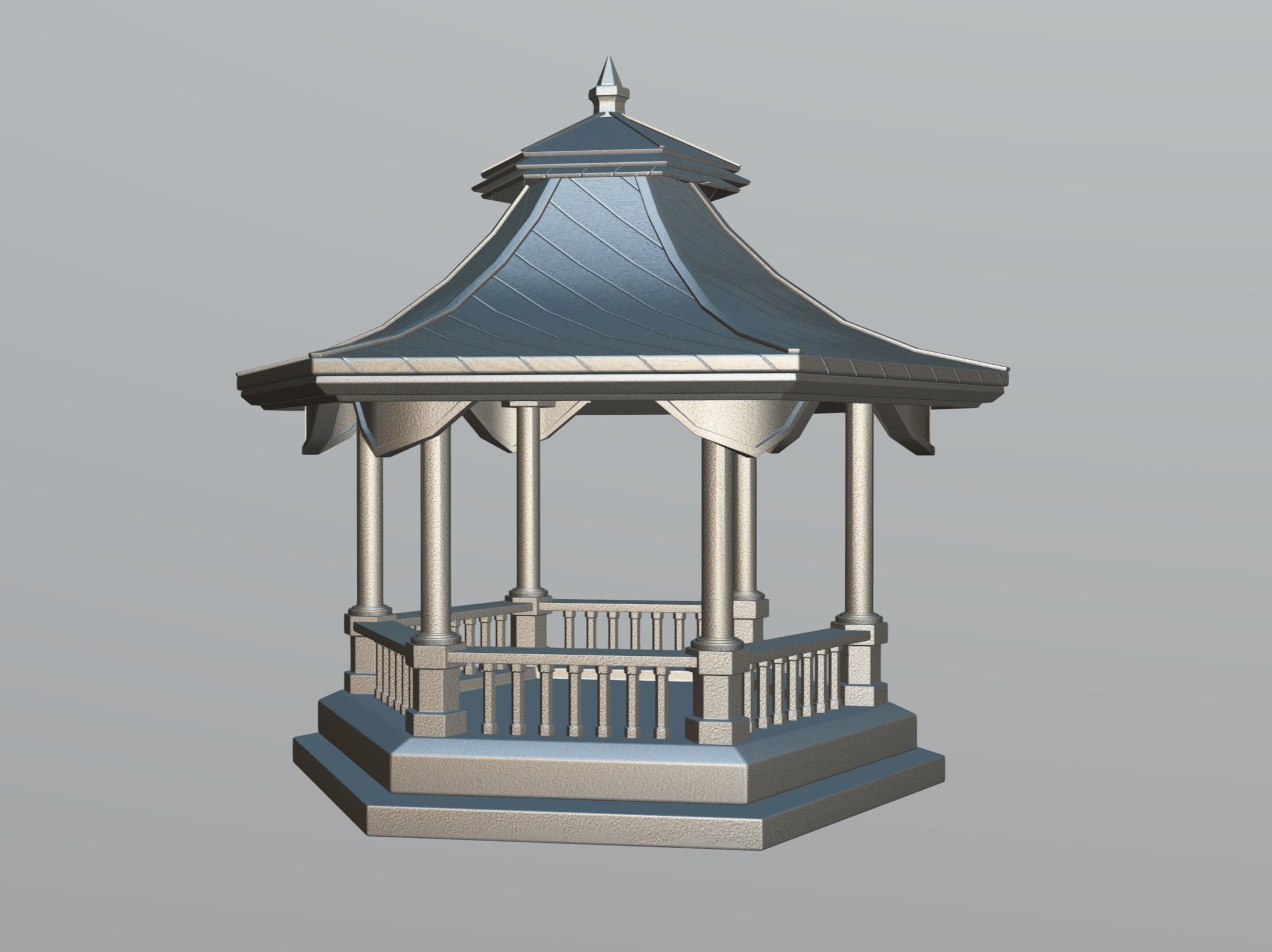 Pavilion Low-poly 3D model_7