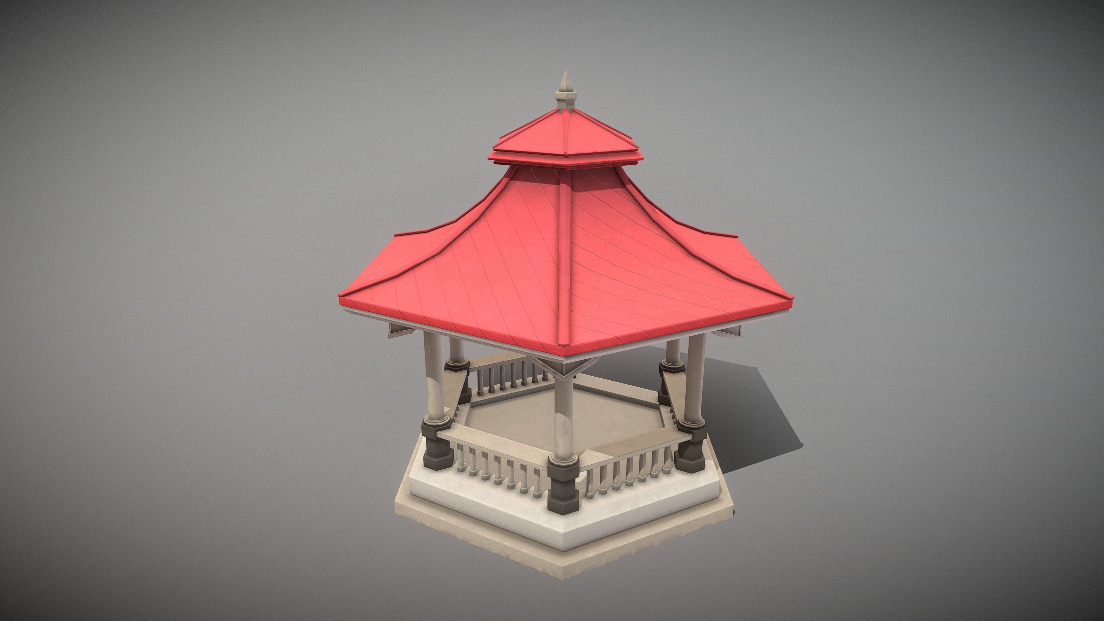 Pavilion Low-poly 3D model_4