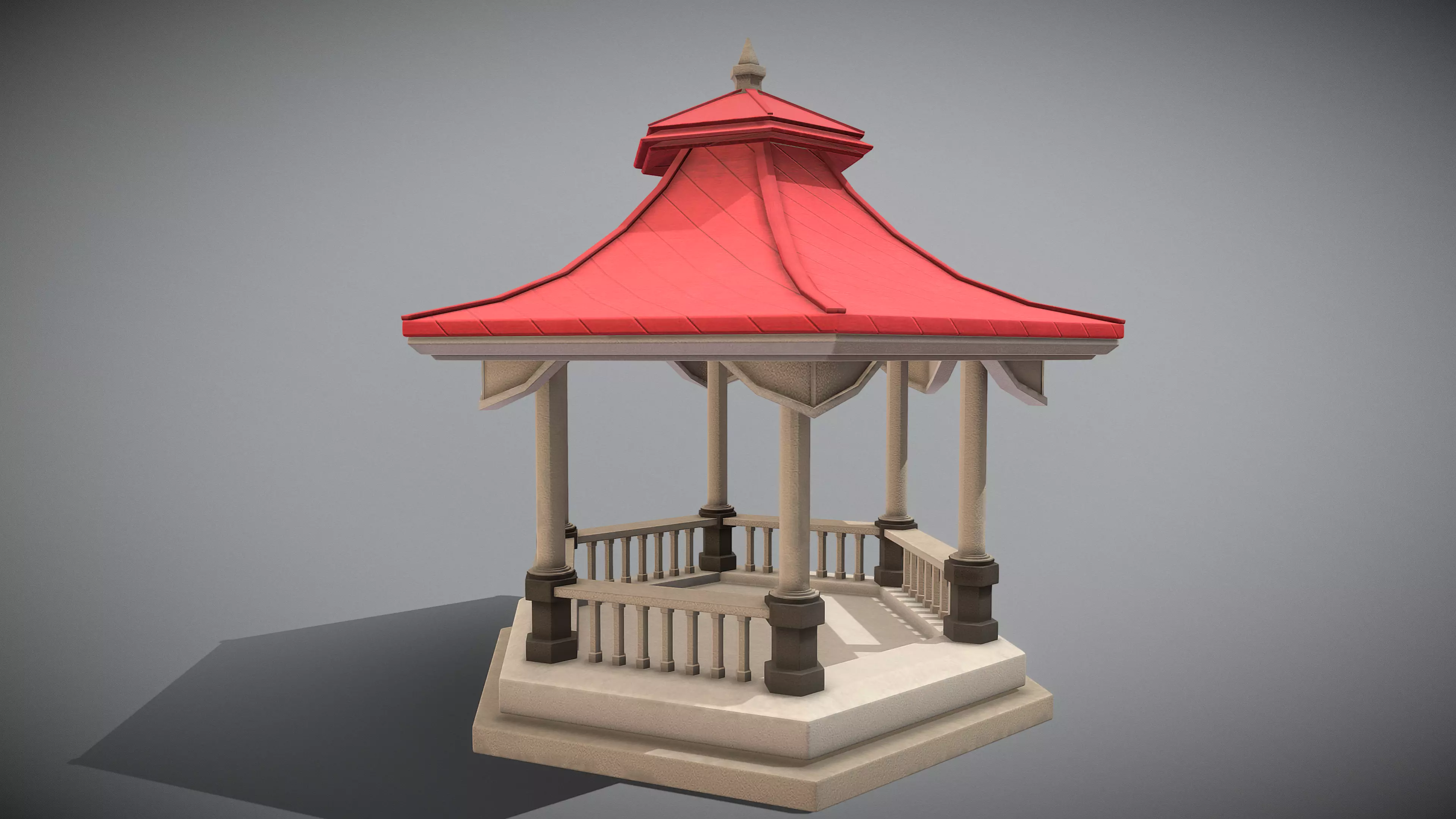 Pavilion Low-poly 3D model_0