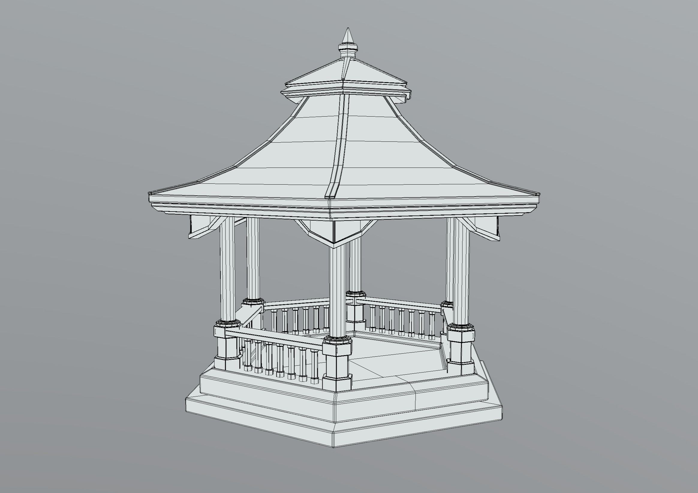 Pavilion Low-poly 3D model_6