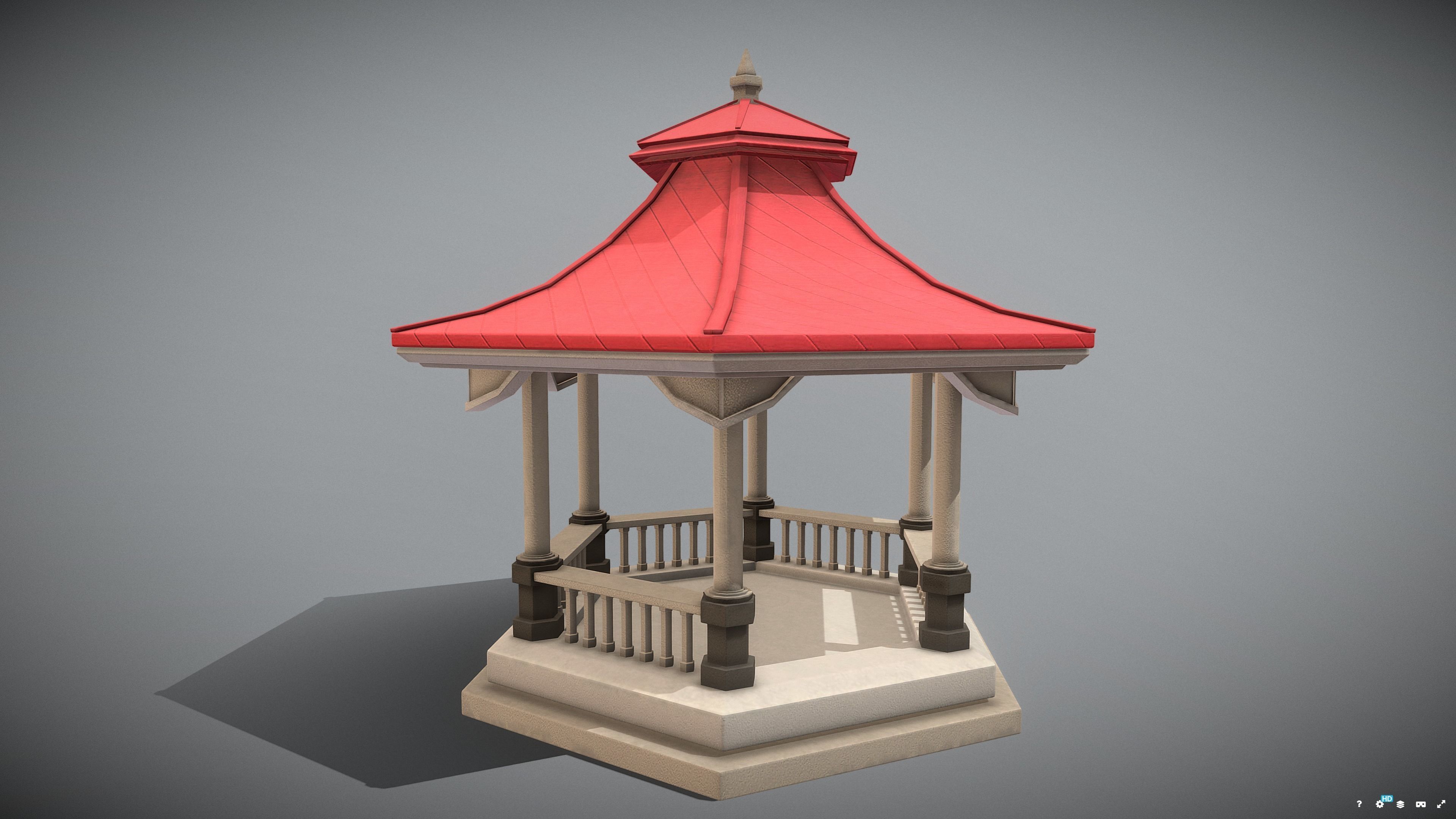 Pavilion Low-poly 3D model_5