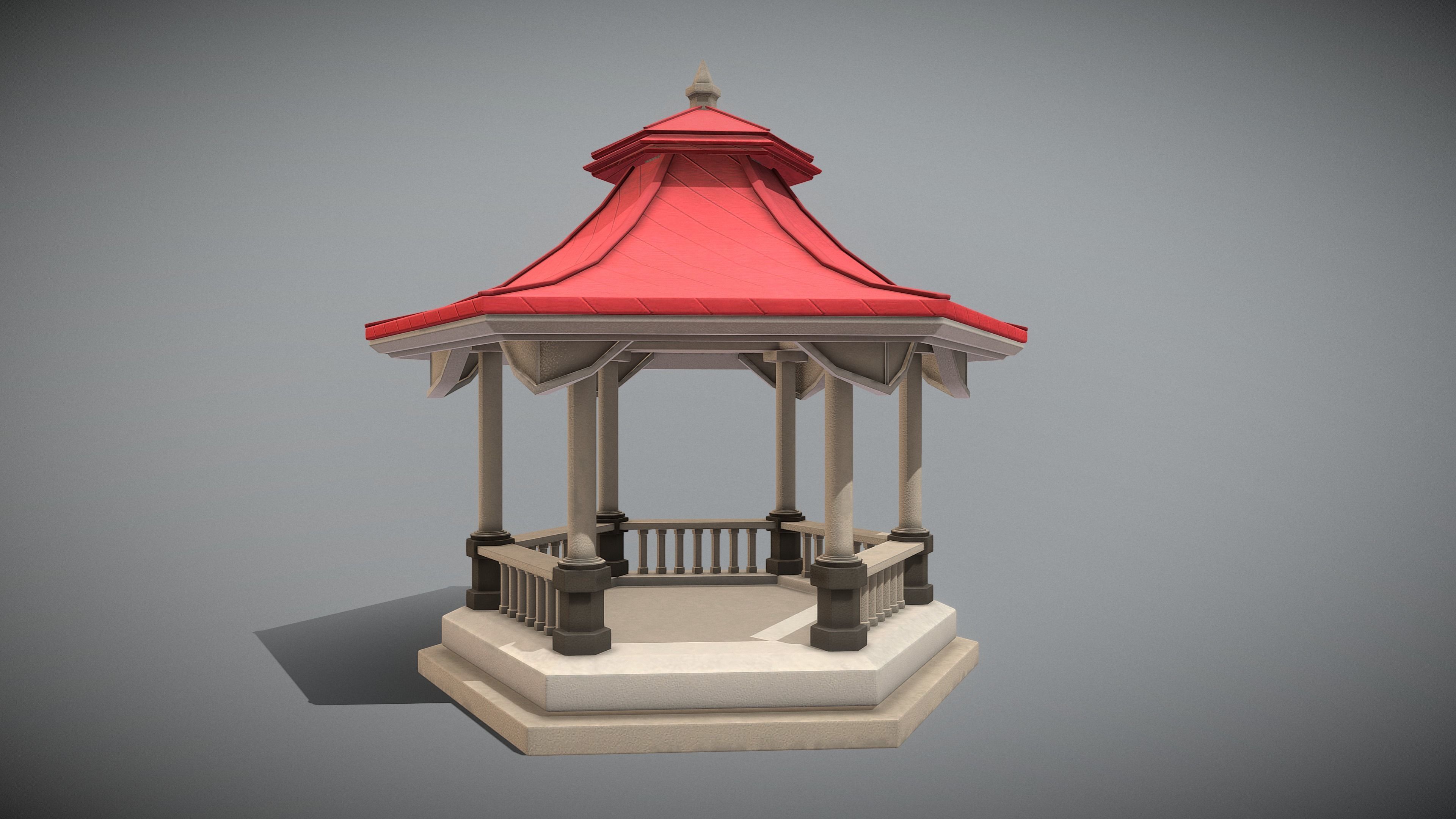 Pavilion Low-poly 3D model_3