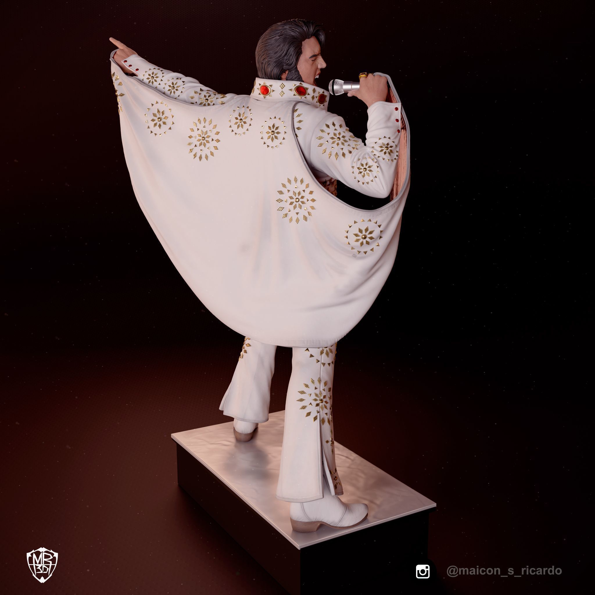Elvis White jumpsuit 3D print model_5