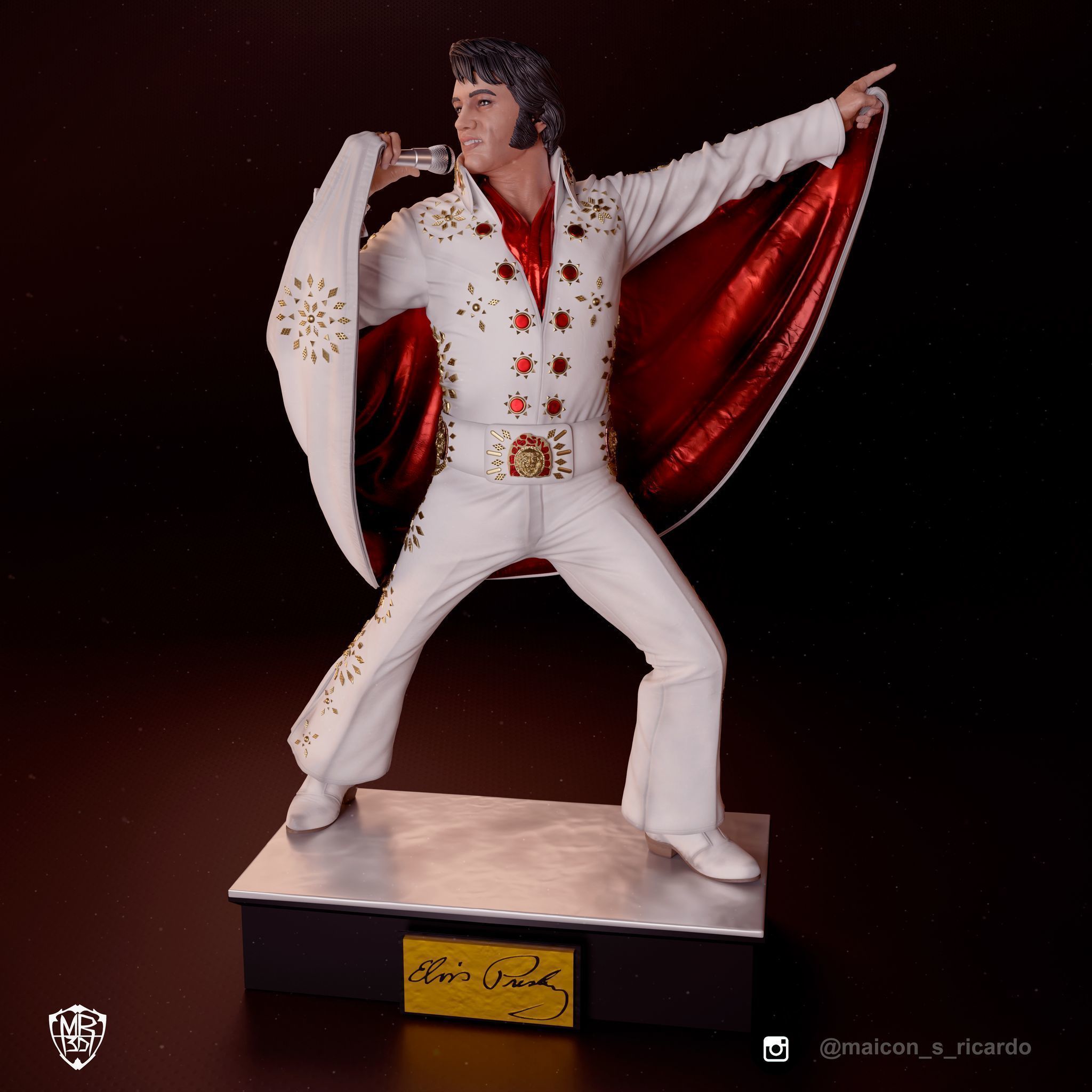Elvis White jumpsuit 3D print model_2
