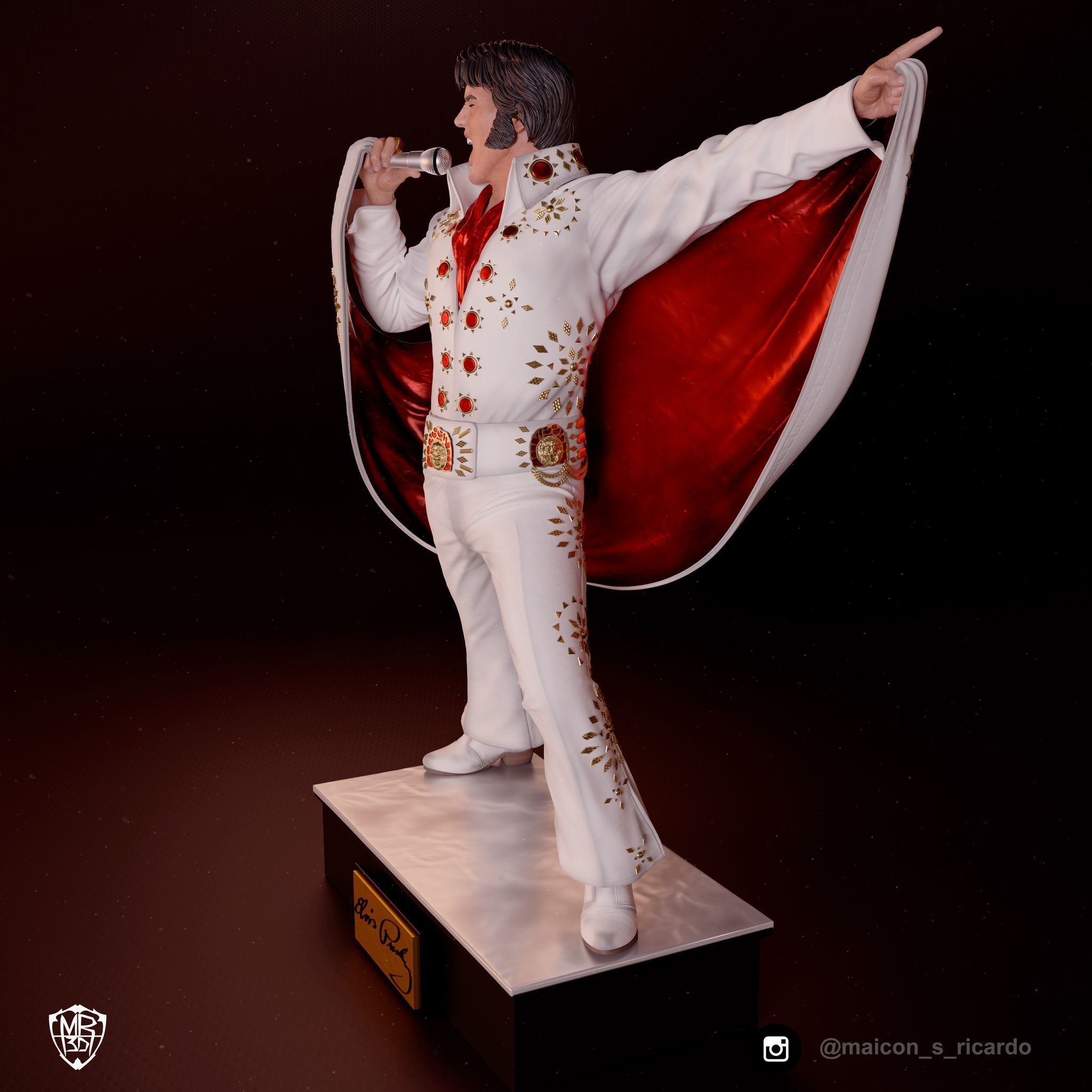 Elvis White jumpsuit 3D print model_4