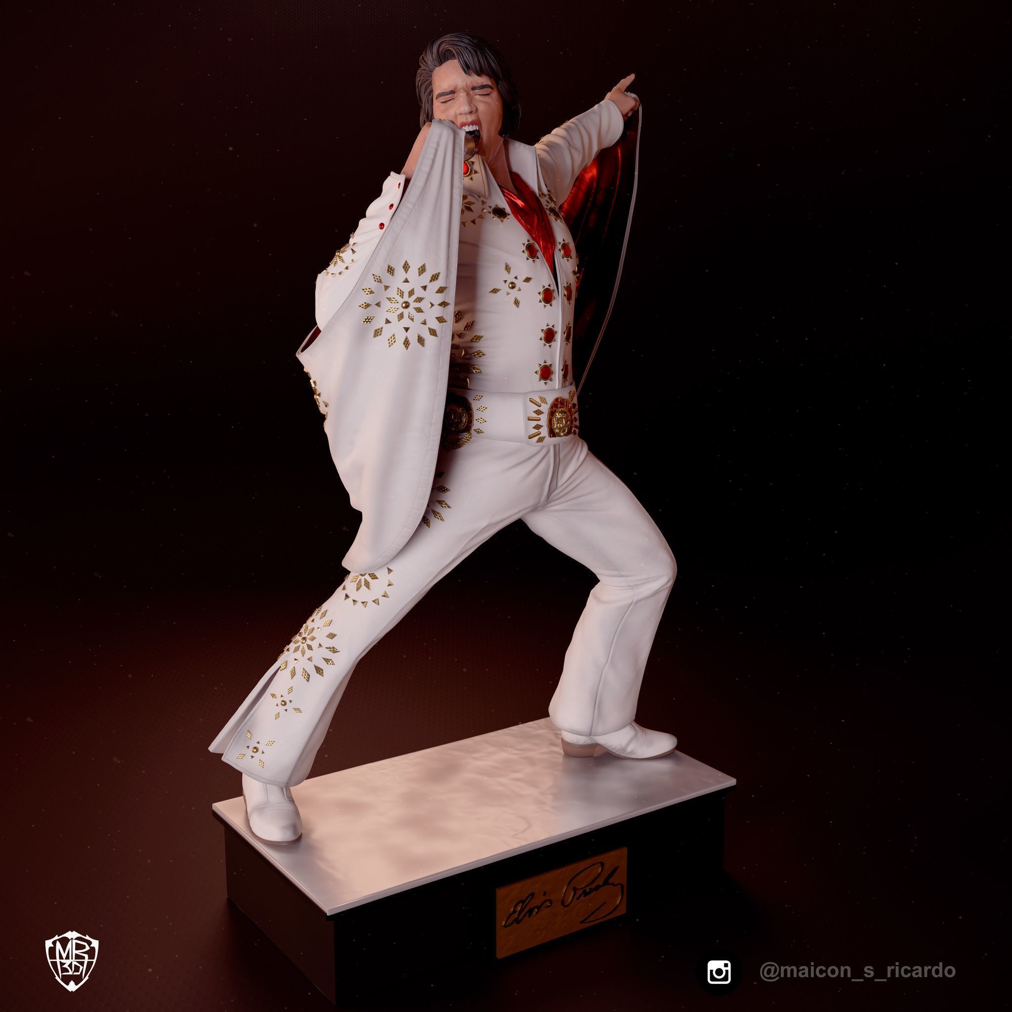 Elvis White jumpsuit 3D print model_6