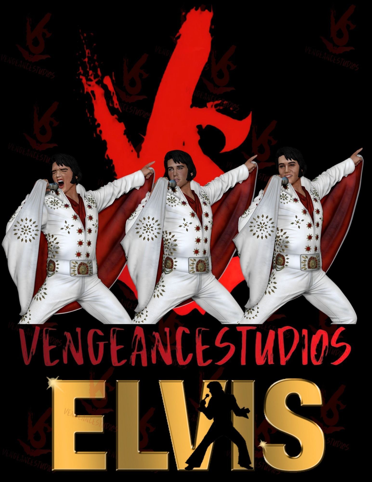 Elvis White jumpsuit 3D print model_8