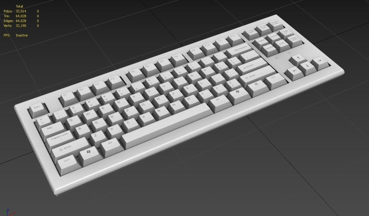 Pc Keyboard M03 White Low-poly 3D model_2